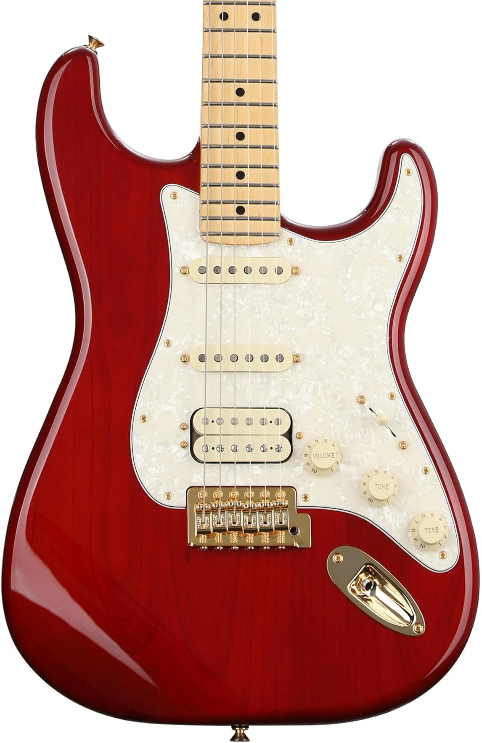 Fender Tash Sultana Stratocaster Electric Guitar, Transparent Cherry, Maple Fingerboard