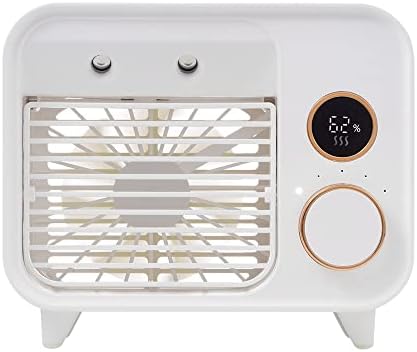 Portable Air Conditioner-2000mAh Rechargeable Personal Air Cooler with 5 Speeds, Quiet Mini Air Conditioner Fan, Desk Cooling Fan for Home, Bedroom, Travel, and Office (Color : White)