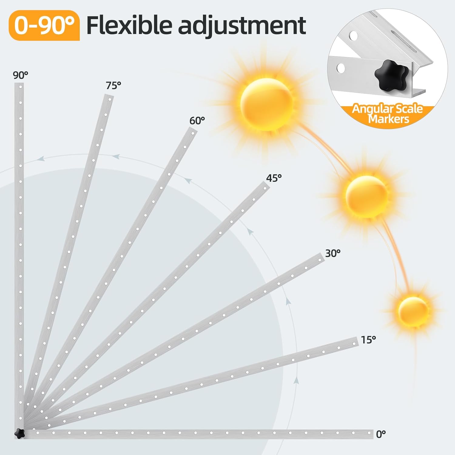 FLYING LION 2 Sets 45inch Adjustable Solar Panel Tilt Mount Brackets with Foldable Tilt Legs, Ieal for 2-4pcs 180 200 300 400 Watt Solar Panel for Roof, RV, Boat, and Off-Grid