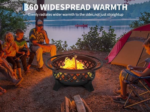 Wood Burning Fire Pit with Lid & Poker 36-Inch Heavy Duty Cold-Rolled Steel Outdoor Firepit for Patio, Backyard, Picnic, Camping, Includes Spark Screen & Carry Handle