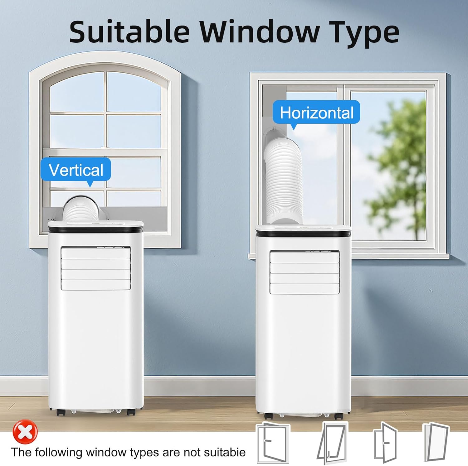 Portable Air Conditioner 12000 BTU - 2025 Upgraded, Cools 550 Sq.Ft, 3-IN-1 Free Standing Cooling AC Unit with Fan & Dehumidifier, Sleep Mode, 24H Timer, Auto Swing, Window Kit Included