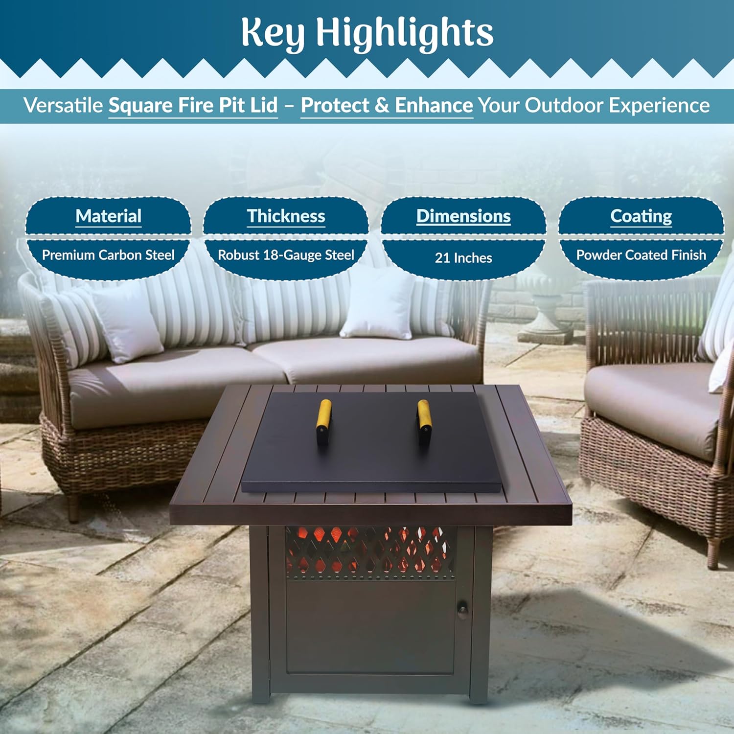 FEBTECH - Fire Pit Cover Square - 21