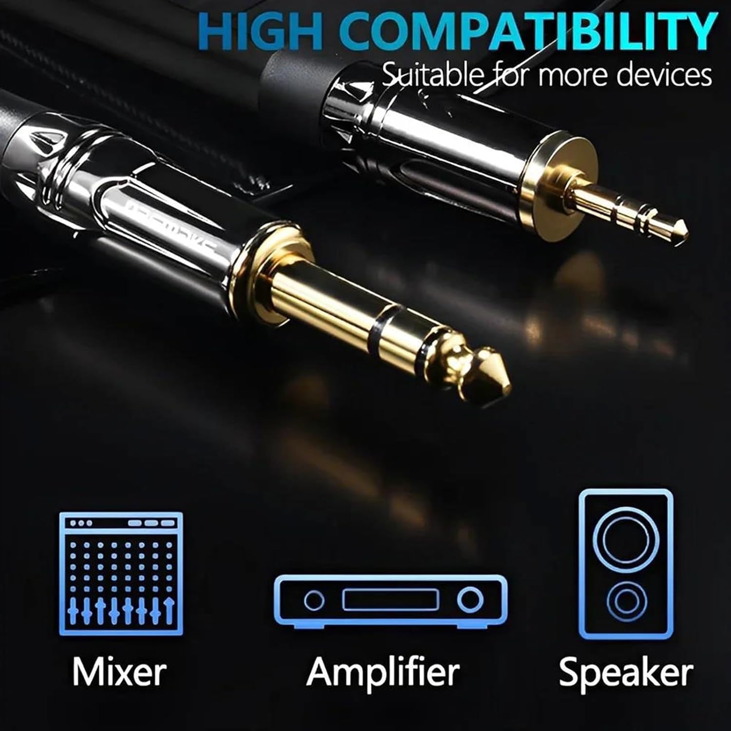 Pro Audio Cable 3.5 to 6.35 Stereo Cable 1/8 Inch Male TRS to 1/4 Inch Male TRS Cord for Guitar Piano Amplifier Home Theater(10m)