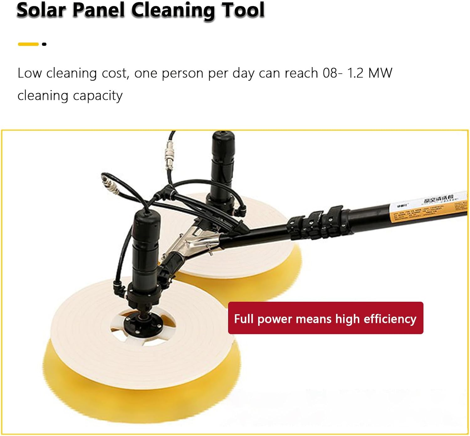 Solar Panel Cleaning Tool, Solar Panel Cleaning Brush and Pole Water Fed Pole Kit, Double Head Automatic Window Glass Washing Equipment for Household & Outdoor,Mains-Version-5.5m