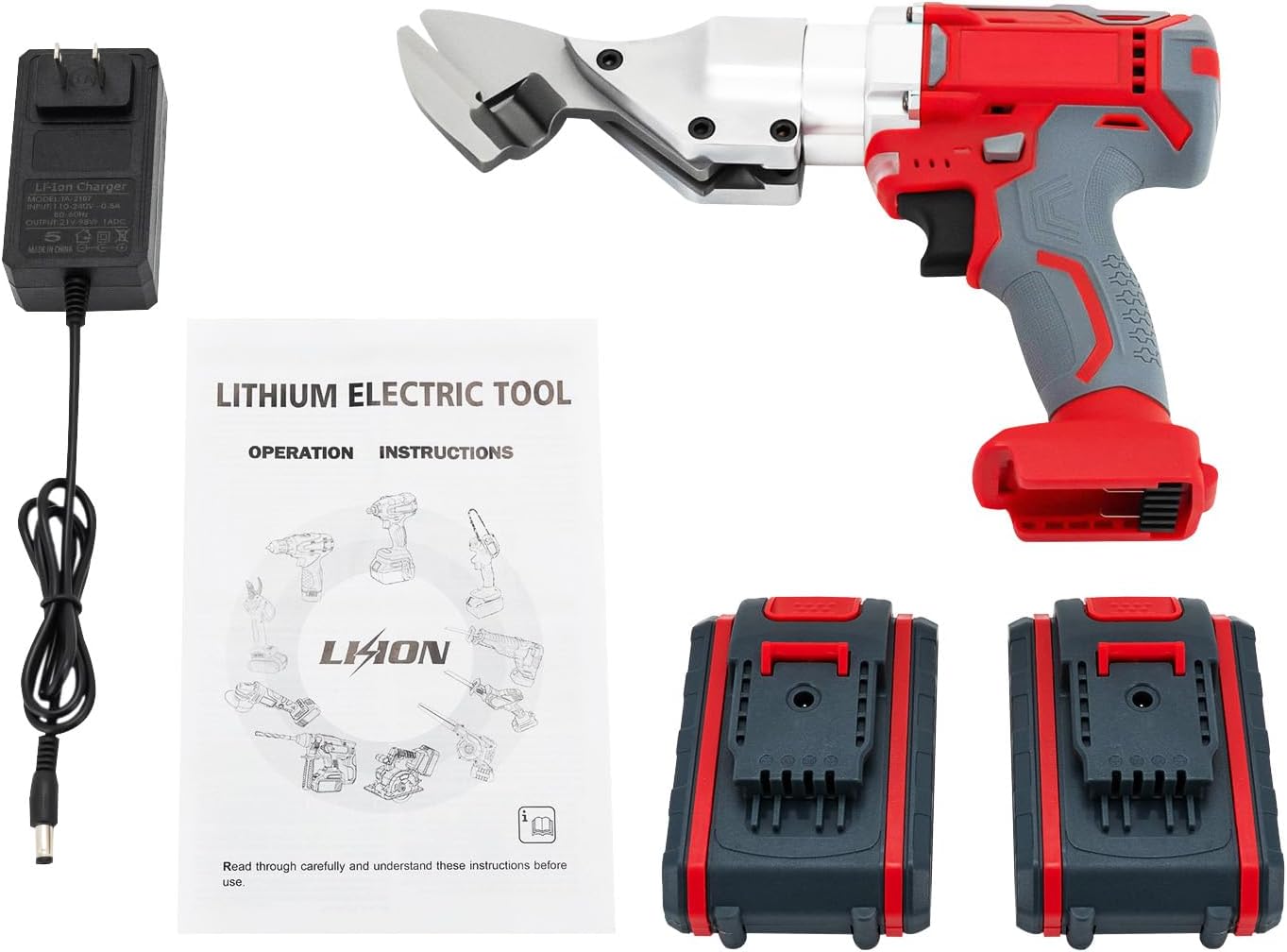 Electric Metal Cutting Shear, 21V Brushless Electric Pruning Shears with LED Lights, Two-speed Adjustment, Speed Swivel Head Electric Metal Cutter Shear for Cutting Stainless Sheet, Iron