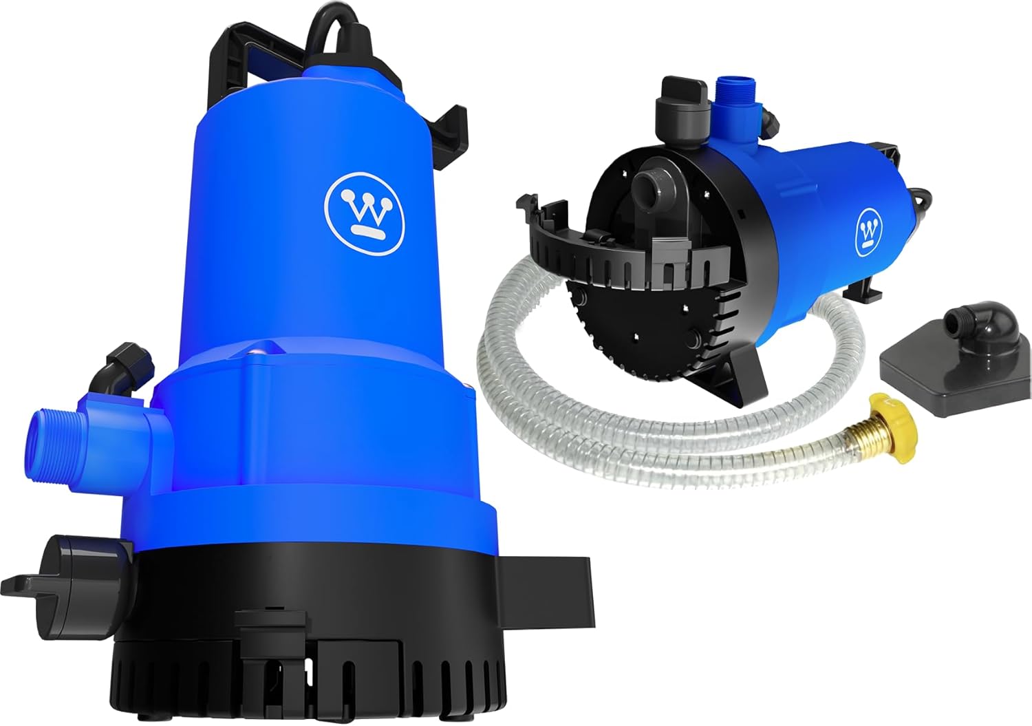 Westinghouse 2-In-1 Utility Pump 1/4 HP, Submersible Water Transfer Sump Pump/Pool Draining, Flooded Basement, 10 Ft power cord, Includes 5ft Gardon Hose & Suction Strainer