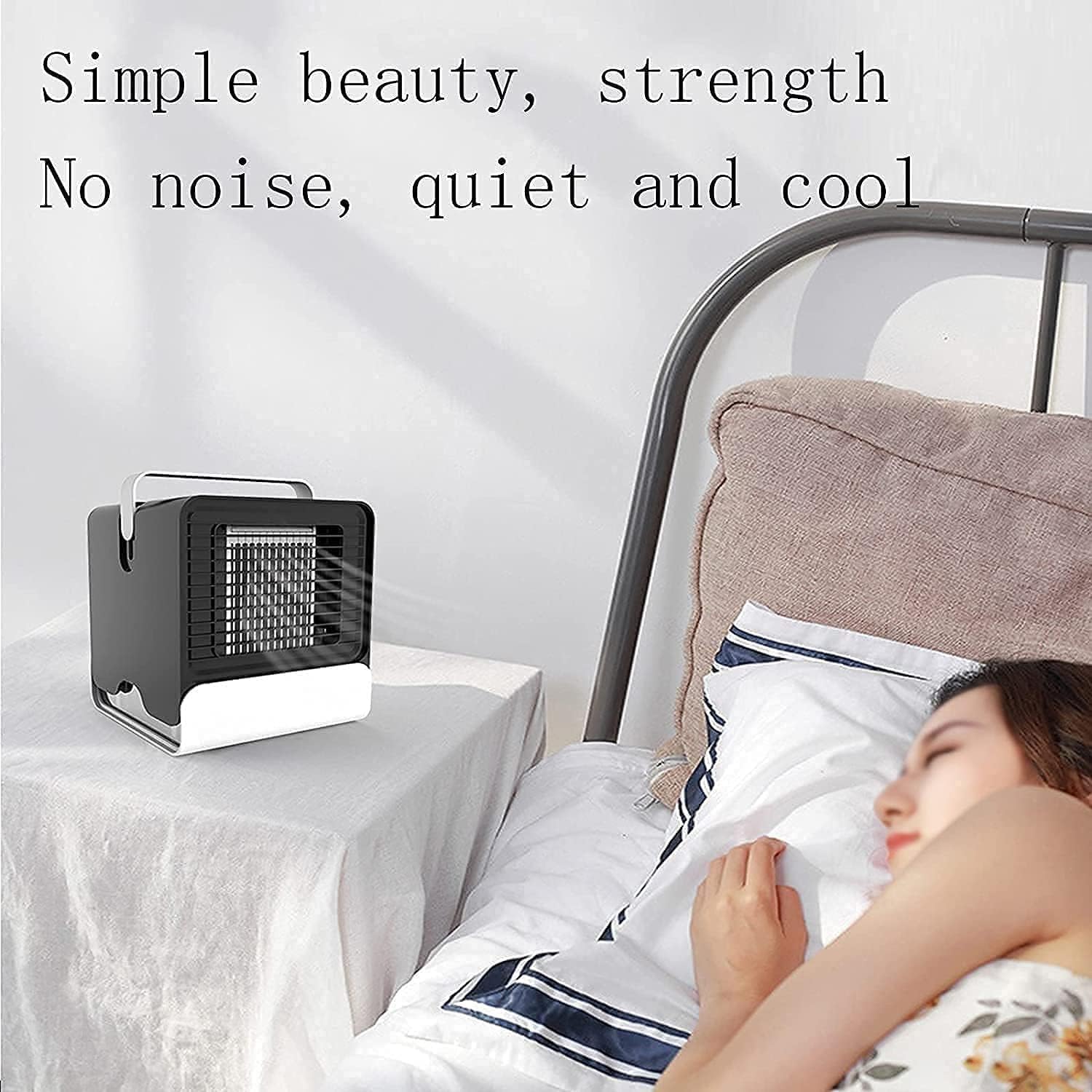Portable Air Conditioner Personal Air Cooler USB Cooling Fan 150ML Water Tank, 3 Speeds/Modes Small Air Conditioner for Bedroom Home Office (Color : White)