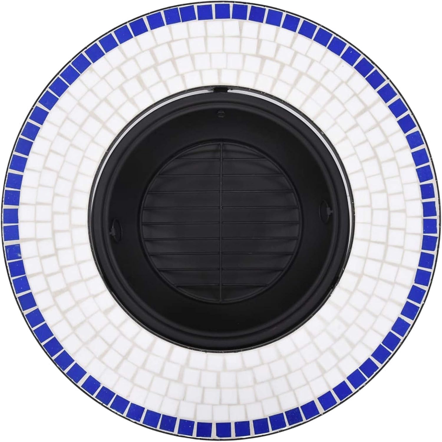 Mosaic Ceramic Fire Bowl Blue and White 68 cm Outdoor Fire Pit Garden Fire Pit Fire Bowl Black for Garden Terrace