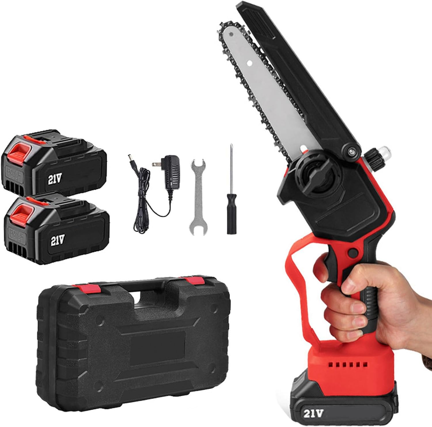 Mini Chainsaw 6 Inch,Gift For Men,Single Handheld Electric Chainsaw,Powered By 2 * 21V Batteries, Electric Pruning Chainsaw, Suitable For Wood Cutting