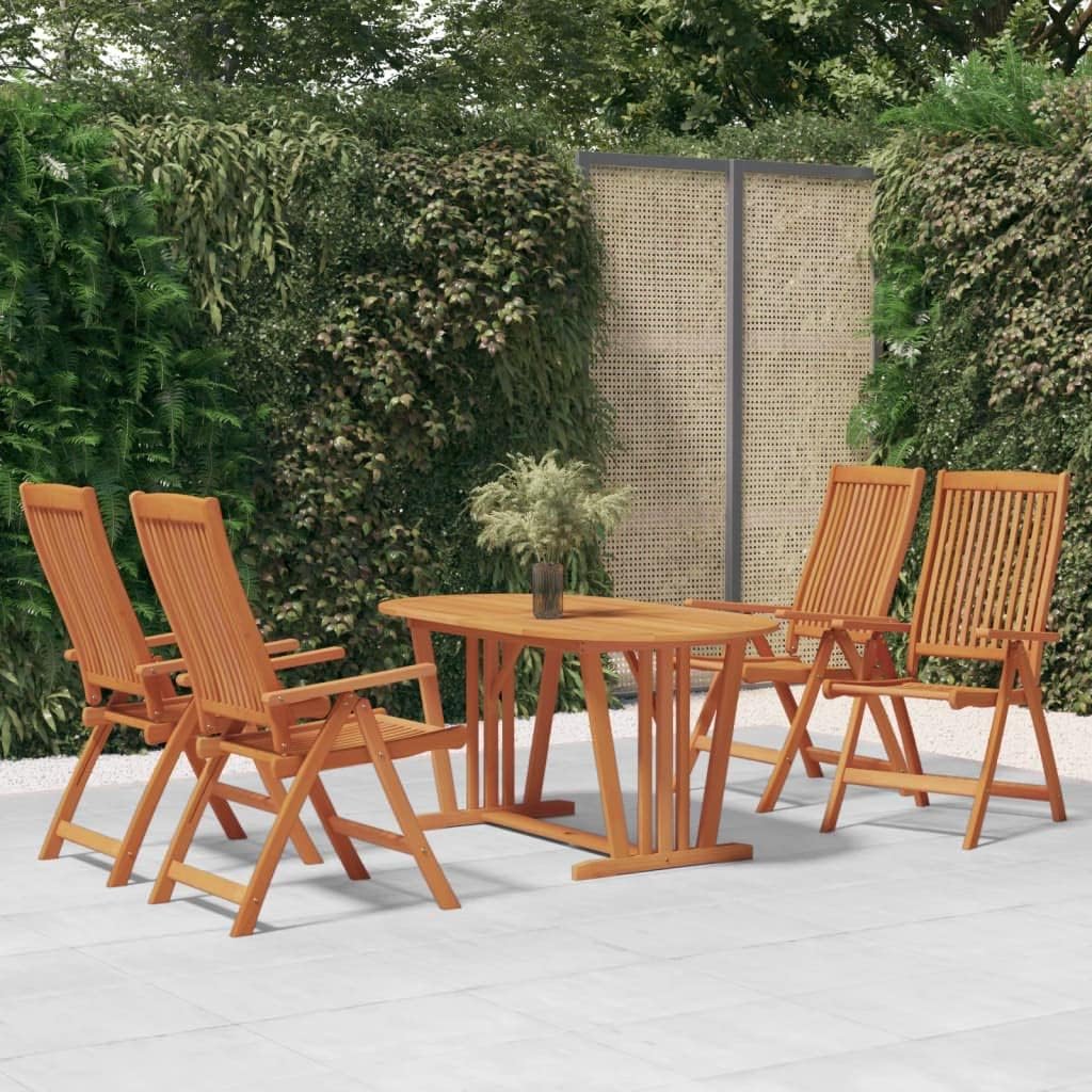 Folding Patio Chairs 4 pcs Solid Wood Eucalyptus,Outdoor Garden Chairs, Solid Eucalyptus Wood, Reclining Armchairs with Adjustable Backrest, Foldable for Easy Storage Outdoor Furniture, Outdoor Chairs