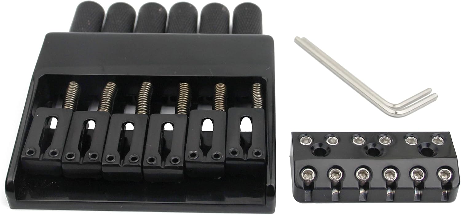 Guyker Headless Bridge Tailpiece and Bridge String Lock for 6 String Headless Guitar Accessories (WT001, Black)