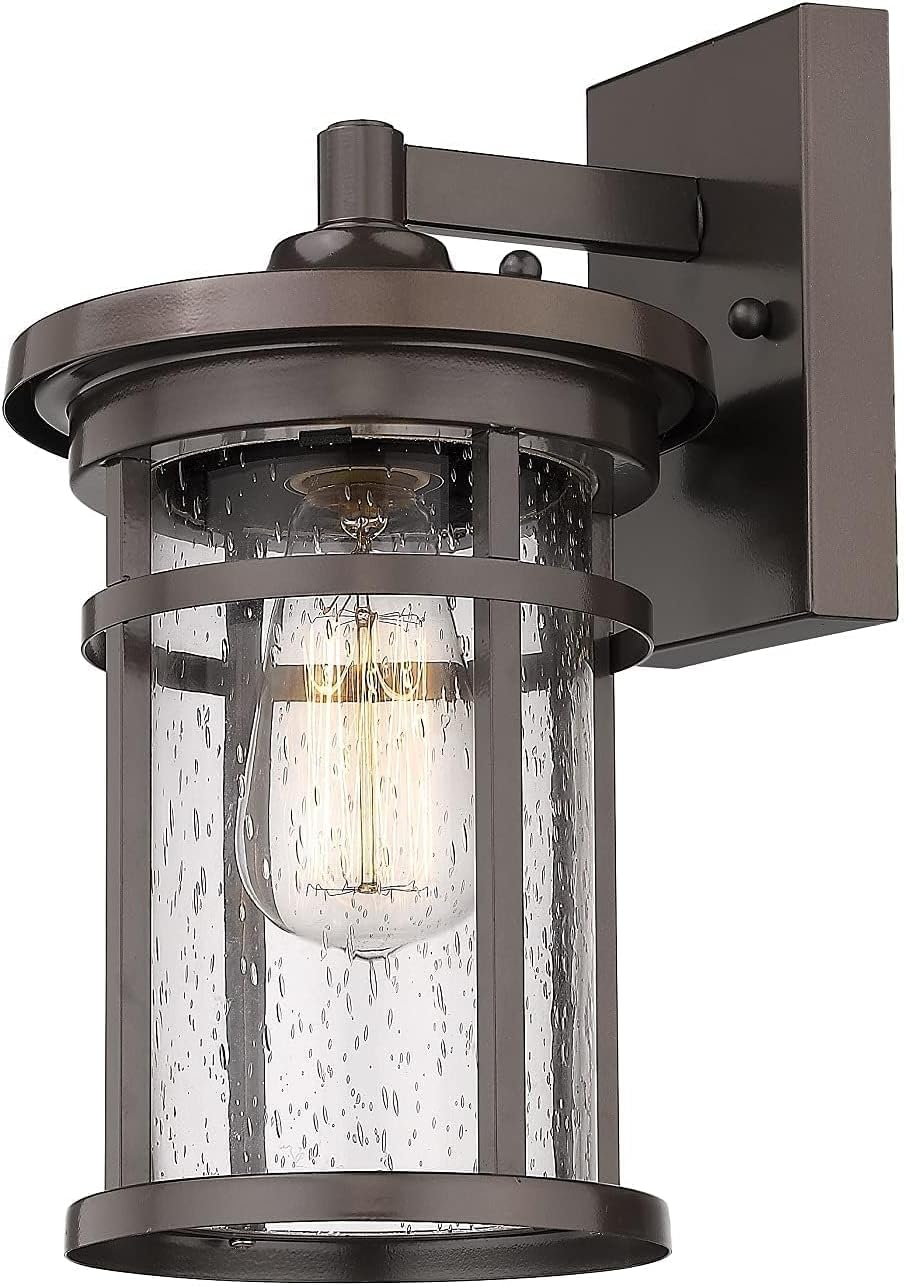 Casia Outdoor Wall Sconces, Exterior Wall Lantern, Farmhouse Porch Lighting Fixture, Front Door Mounted Lights, Outside Lighting Lamp for Patio, Porch, Garden,Balcony(Oil Rubbed Bronze, 12