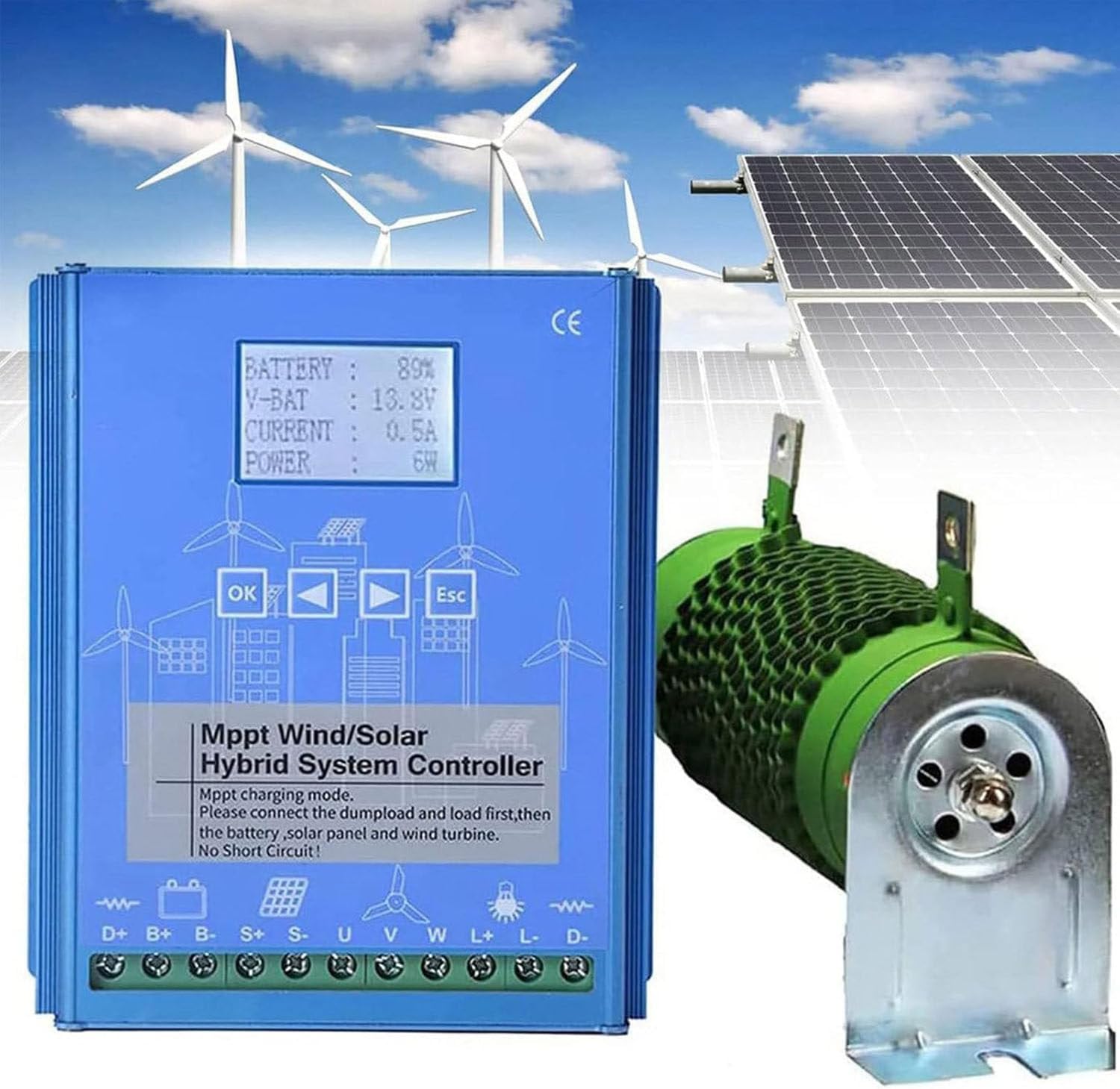 12v/24v/48v Mppt Boost Charging Multifunctional Wind Solar Controller,Digital Intelligent Regulator,Wind Generator,Mppt Charge Boost Controller 48V-6000W