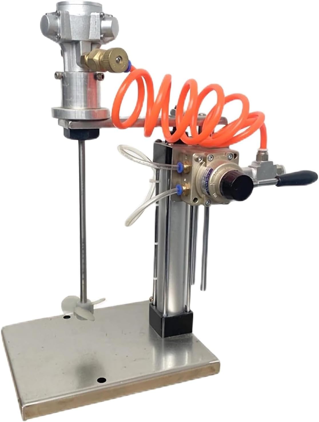 1 Gallon Pneumatic Mixer, 1/8HP Desktop Vertical Coatings Mixing Machine, Working Pressure: 0.1-0.8mpa/Speed: 0-4800r/min/Impeller Diameter: 6cm, for Food, Paint
