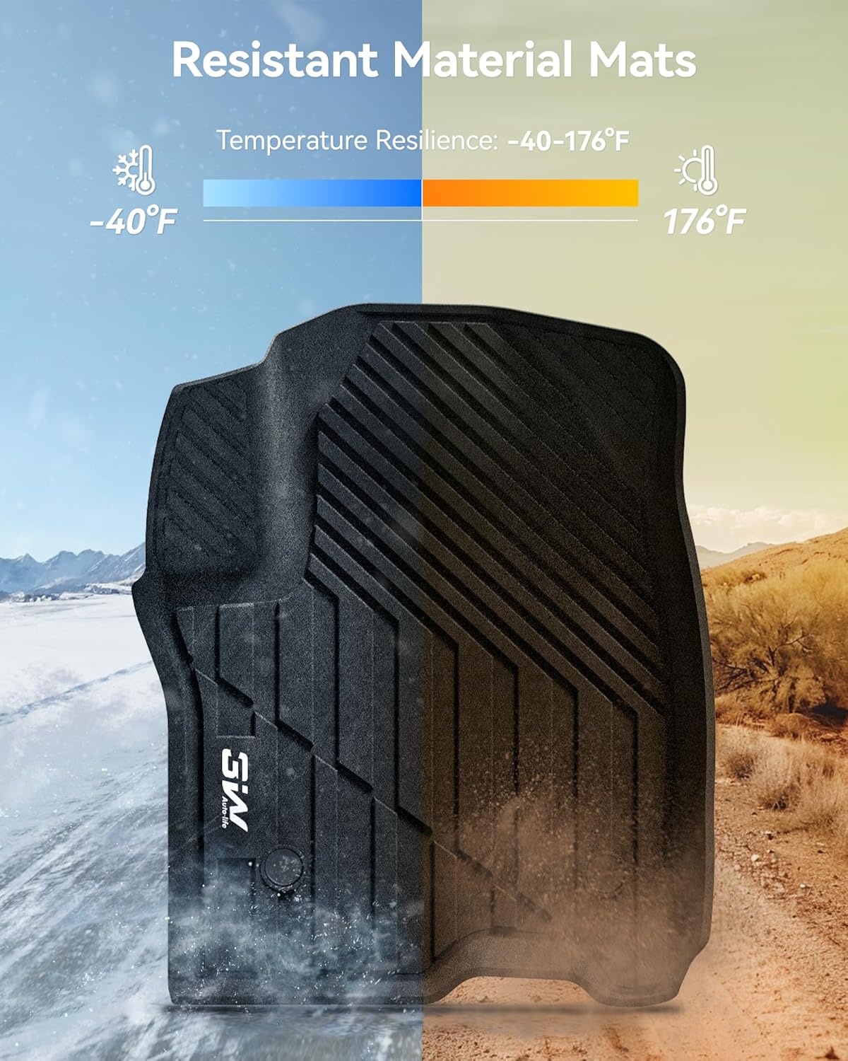 3W Floor Mats & Cargo Liner Fit for 2021 2022 2023 2024 2025 2026 Chevy Tahoe/GMC Yukon/Cadillac Escalade 7 Seat, TPE All Weather Custom Fit Car Accessories Heavy Duty Rubber Full Set Trunk Mats