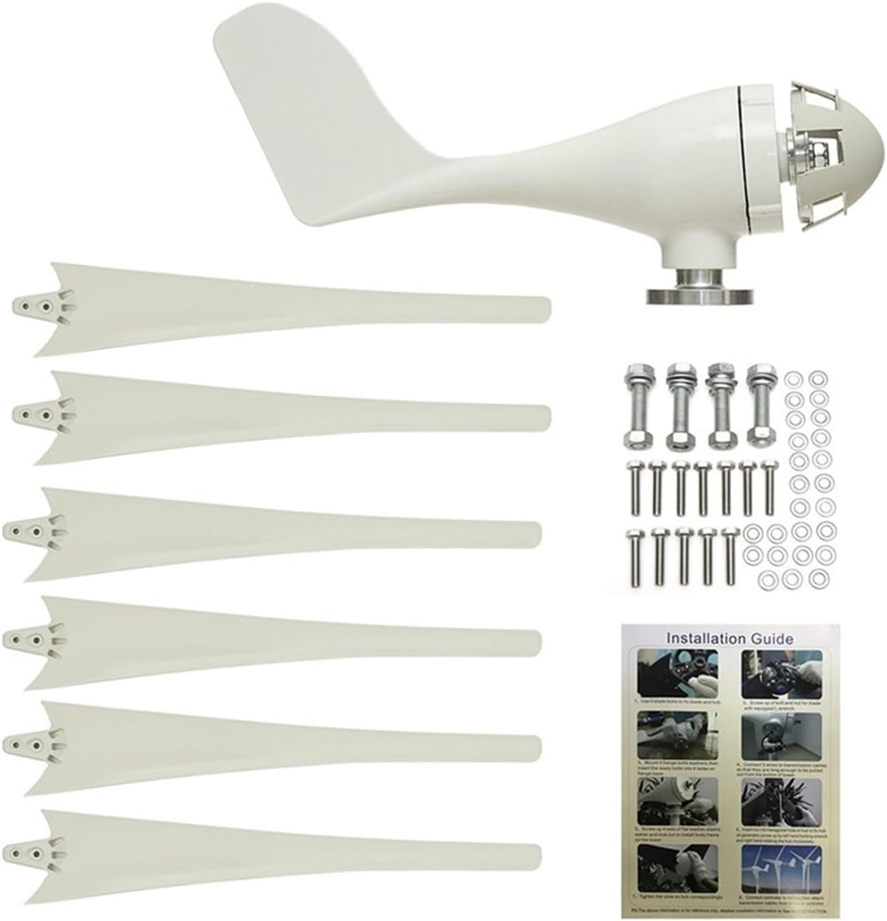 Wind Turbine Generator, 6000W Small Home Wind Turbine Generator Windmill Fit For Street Lamps,Monitoring Boat Free 10kw 10000W WithController for Marine, RV, Home(Black,WITH CONTROLLER_48V)