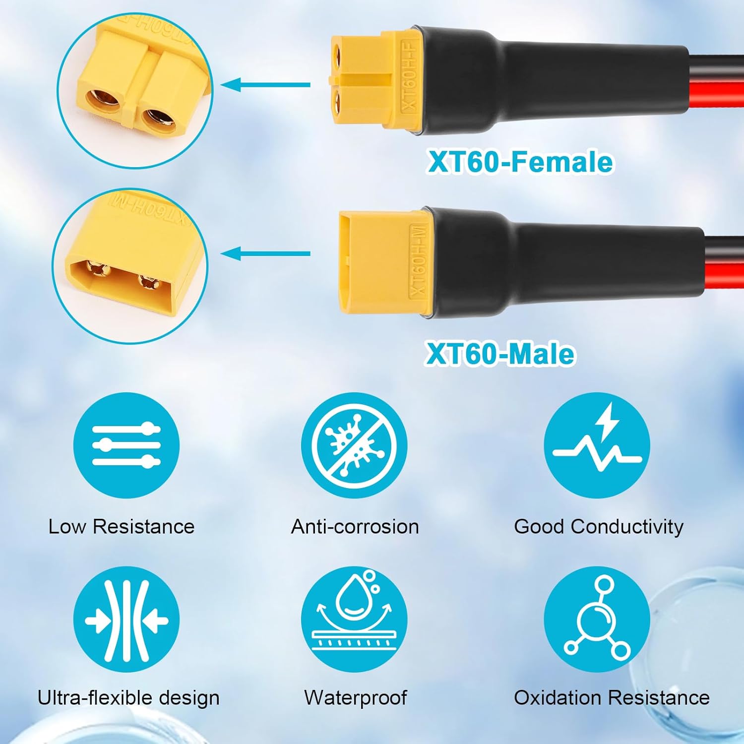 10AWG 40FT XT60 Extension Cable 2 3 5 10 15 20 25 30 35 40 50 75 100FT XT60 Female to Male Connector for Portable Power Station Solar Panel RC Battery