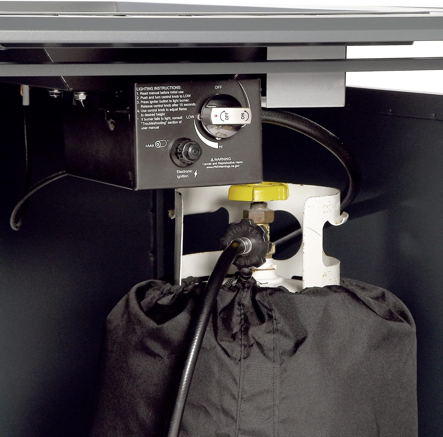 Rectangular 46 in. x 31 in. Aluminum Propane Fire Pit Table, Glass Beads, Two Covers, Lid, 57,000 BTUs in Grey Finish