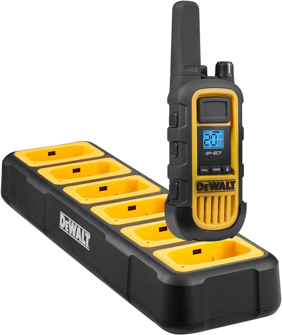 DEWALT Gang Charger Accessory for FRS Walkie Talkies, 6 Port, Compatible with DXFRS800, DXFRSCH6-800