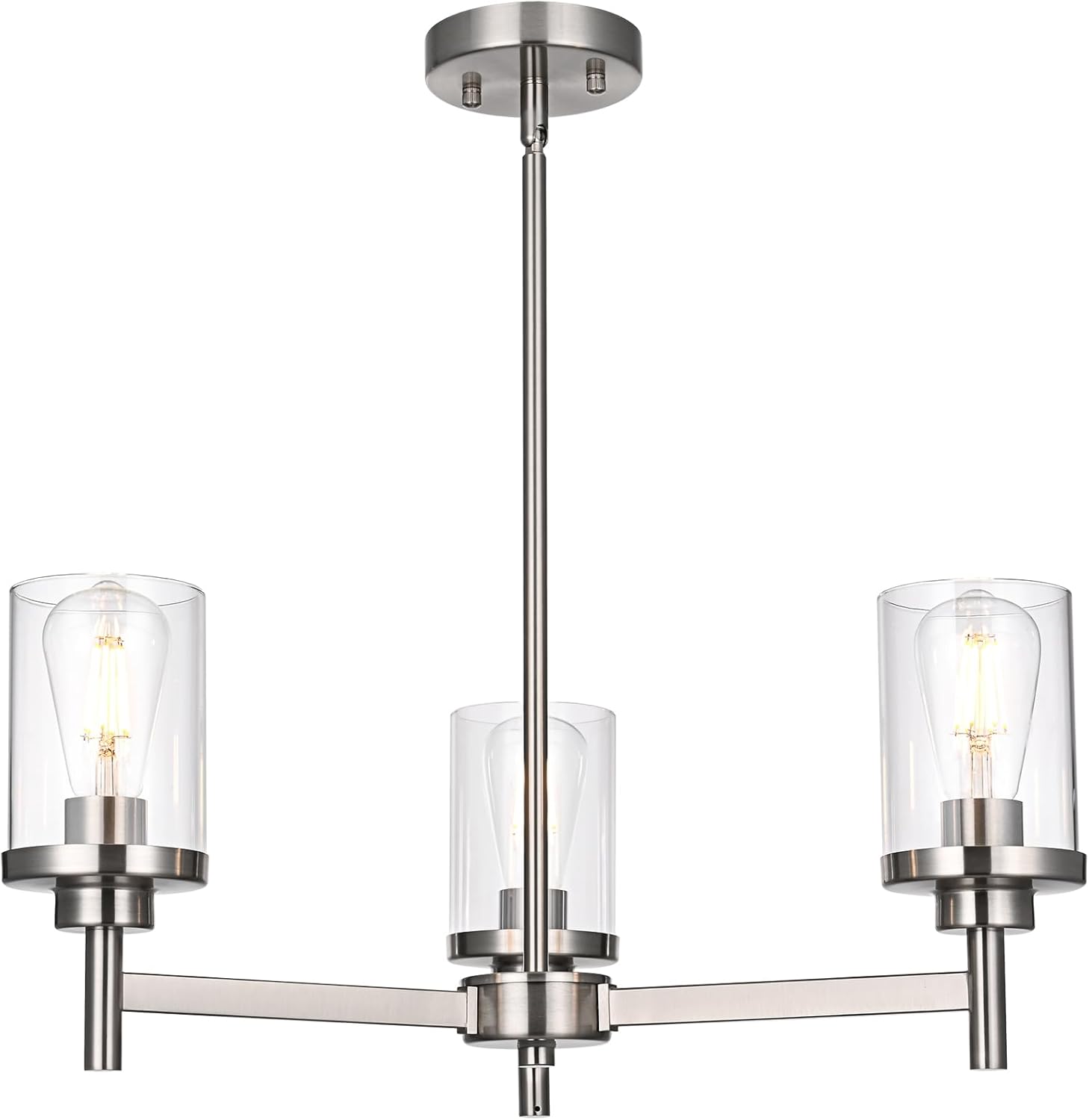 3 Lights Modern Dining Room Chandelier Light Fixtures,Brushed Nickel Farmhouse Chandelier for Dinging Room,Kitchen Chandeliers Over Table for Kitchen Island Foyer Hallway