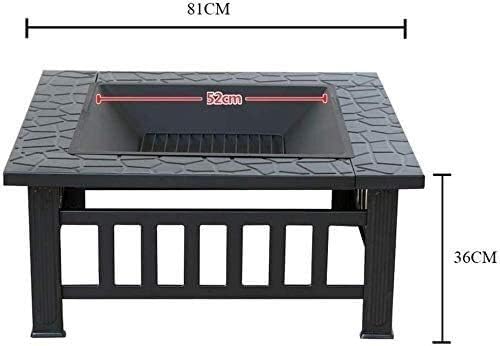 Fire Pits Outdoor Wood Burning Outdoor Fire Pits Heavy Duty Metal Square Patio d Firepit Table with Spark Screen Cover Log Grate and Poker with Cover BBQ Cooking for Outside Camping