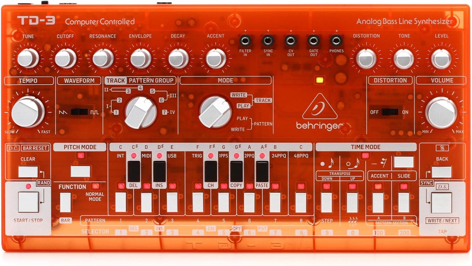Behringer TD-3-TG Analog Bass Line Synthesizer - Tangerine