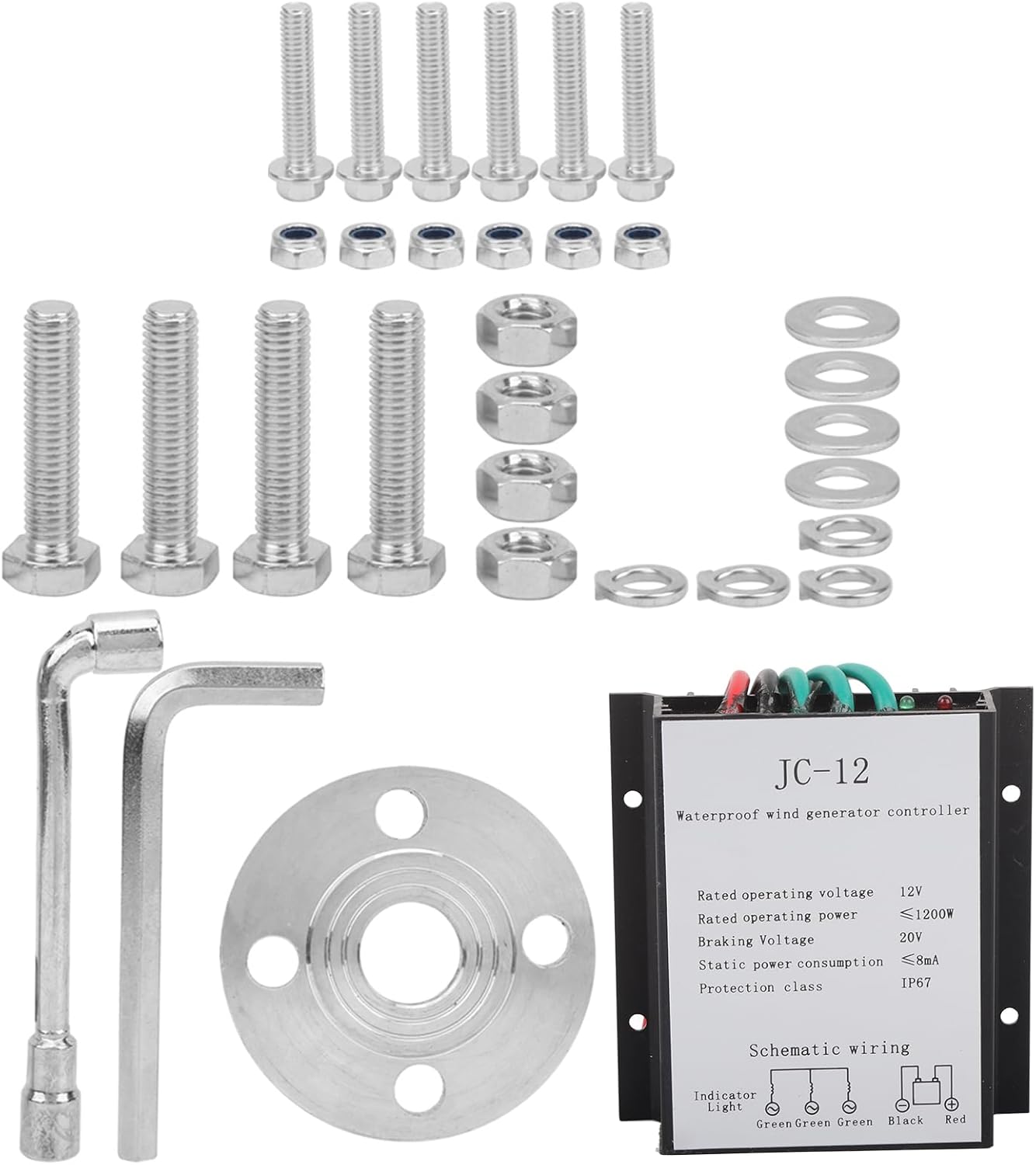 Hilitand 1200W Small Wind Generator Turbines Kit, 3 Blades Generator Power Parts Turbines Kit for Marine Home Charging(White 12V)