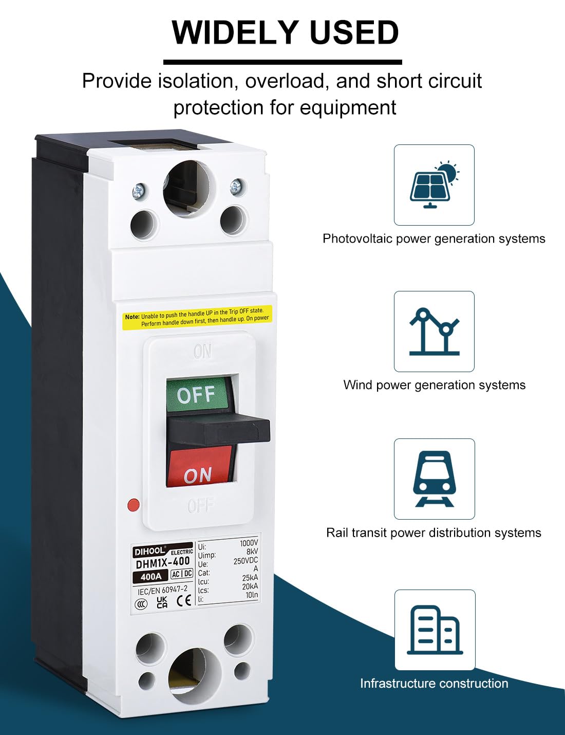 DIHOOL 400 Amp Heavy Duty Battery Disconnect Switch, DC Circuit Breaker for Car Audio RV Marine Boat Truck Trolling Motors