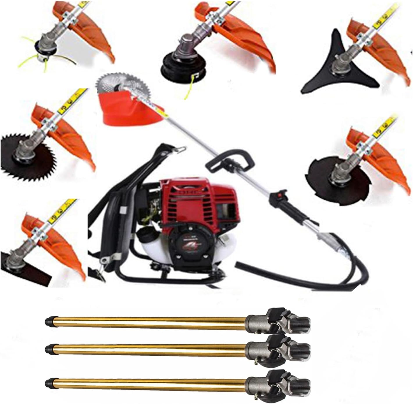 Gx35 Backpack 10 in 1 Brush Cutter 4 Strokes Hedge Trimmer Pole Saw Chainsaw Blades strimmer polesaw