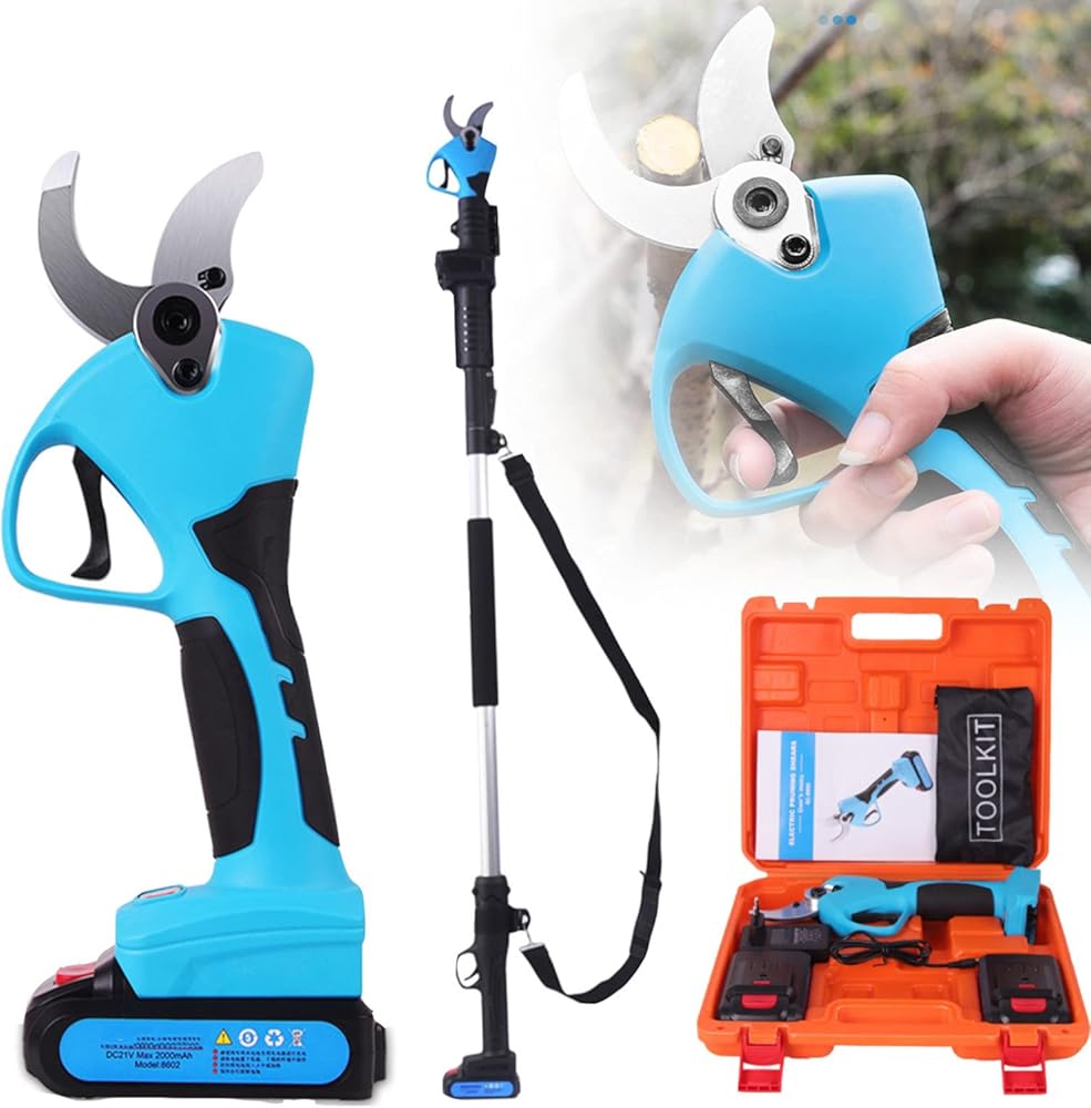 Cordless Pruning Shears, Electric Pruner with 7.5 Foot High Reach Extension Pole, Rechargeable Lithium Battery Powered Tree Branch Trimmers Pruner