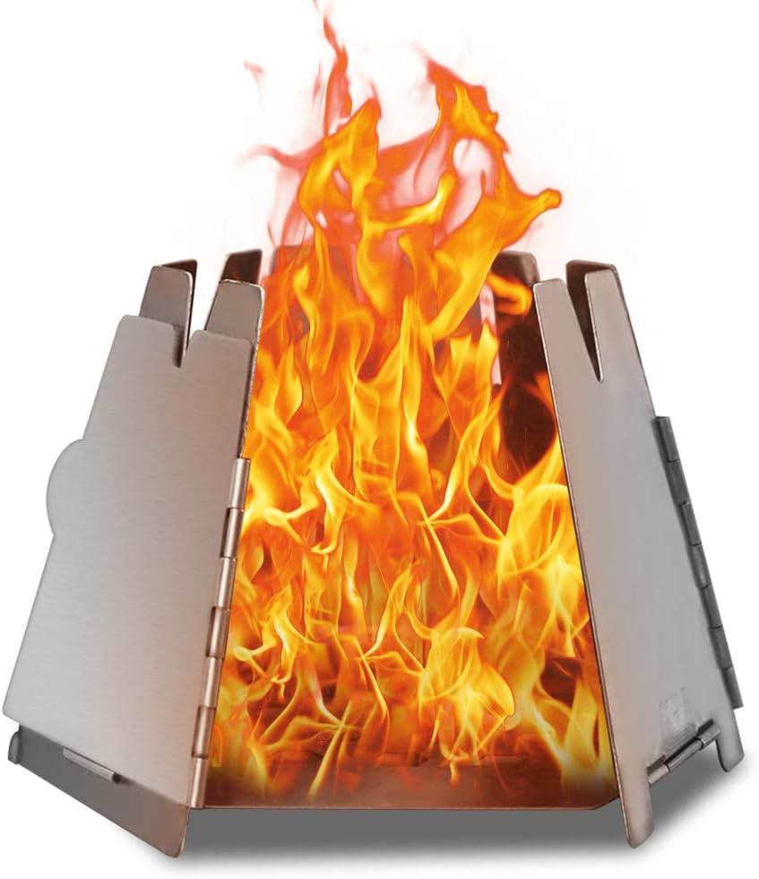 Fire Pit, Stainless Steel Folding Portable Camping Stove with Carry Bag, for Camping Picnic, Backpacking, Cooking