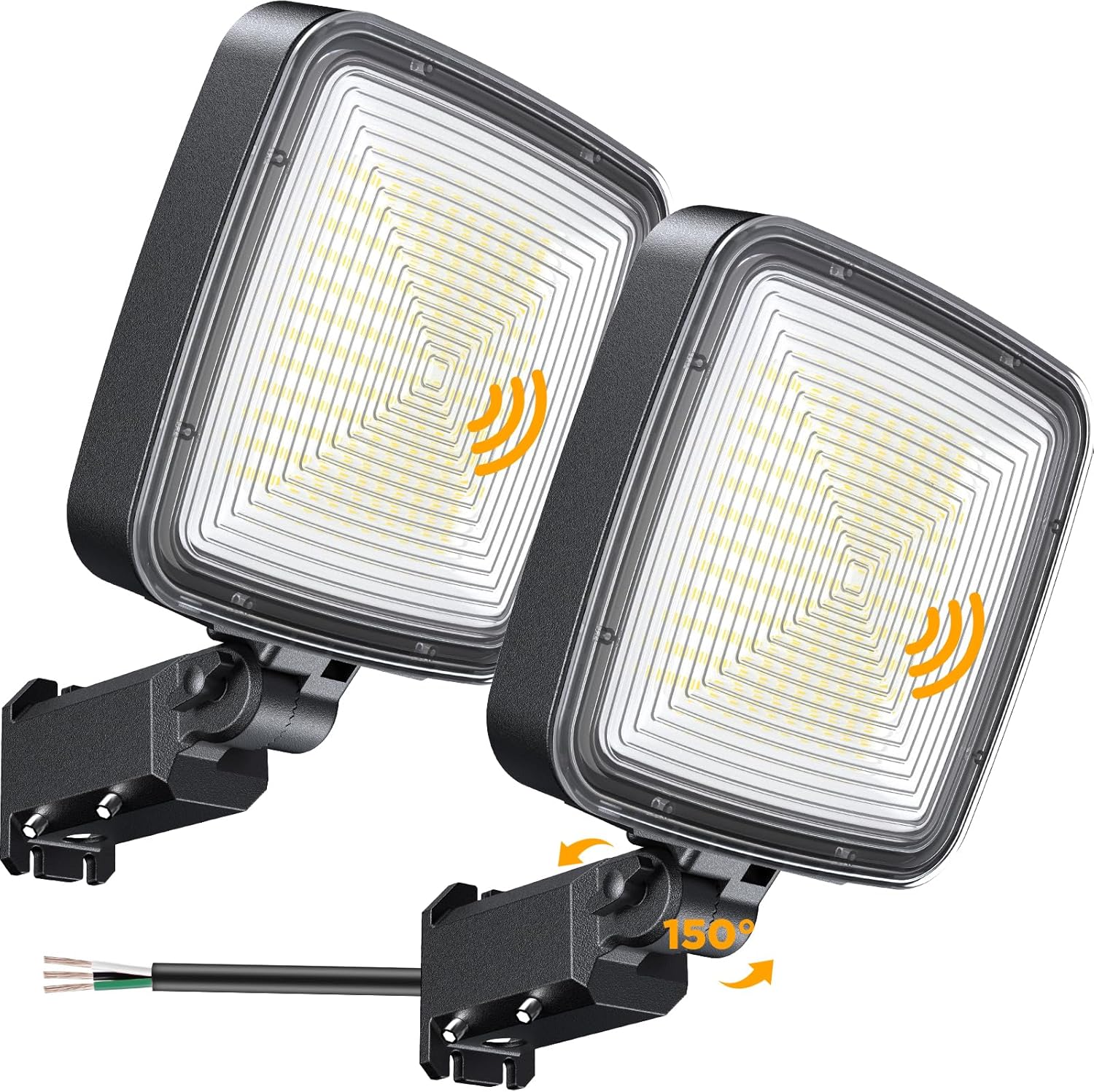 150W 2 Pack Dusk to Dawn Outdoor Lighting, 20000LM LED Barn Lights Outdoor, Flood Lights 6500K Daylight IP66 Waterproof with 150° Adjustable for Street Yard Garage Shop