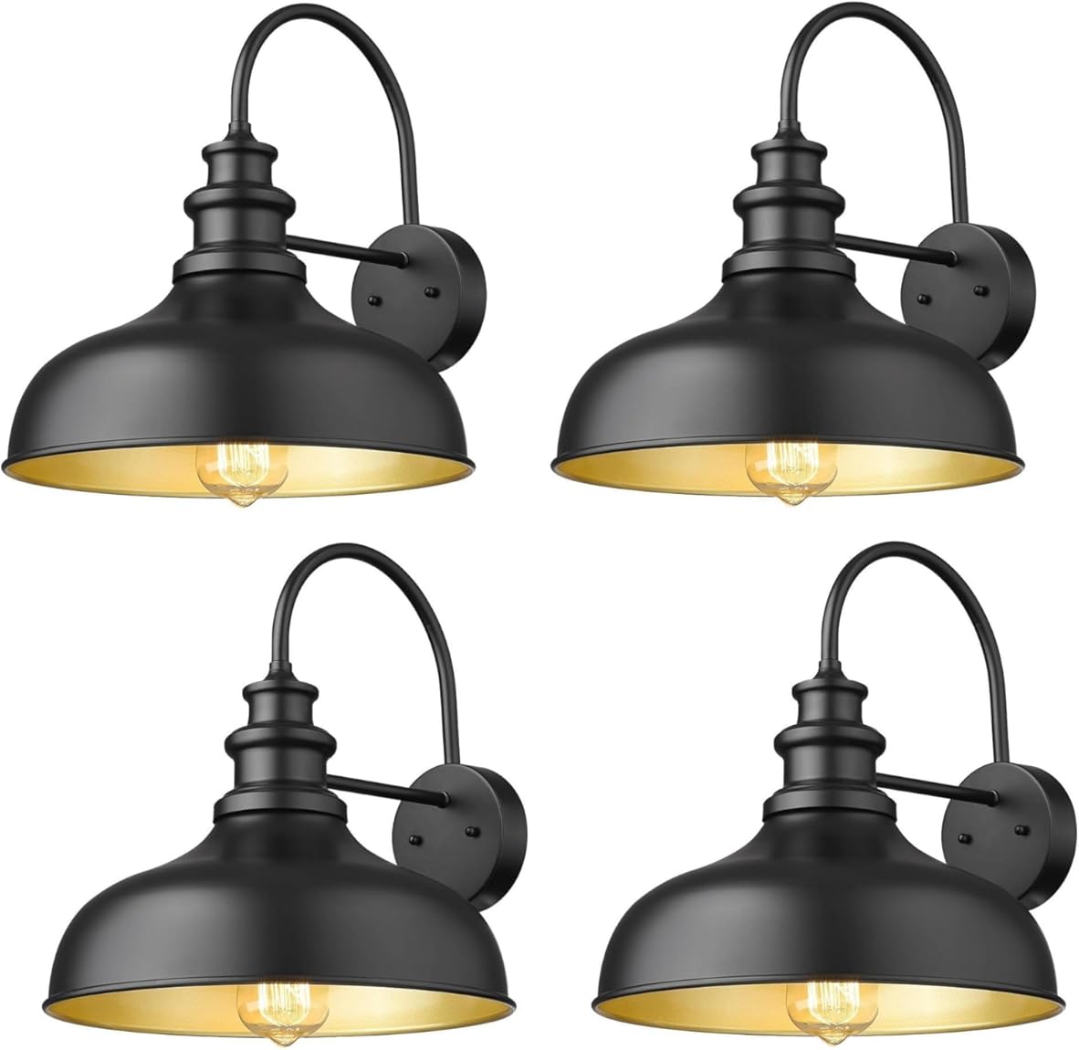 Bestshared Outdoor Barn Lights,4 Pack Outdoor Wall Sconce,Weather Resistant Farmhouse Porch Wall Mount Light, Exterior Lighting Fixture, Anti-Rust Industrial Lantern for Porch, Entryway, Garage(Black)
