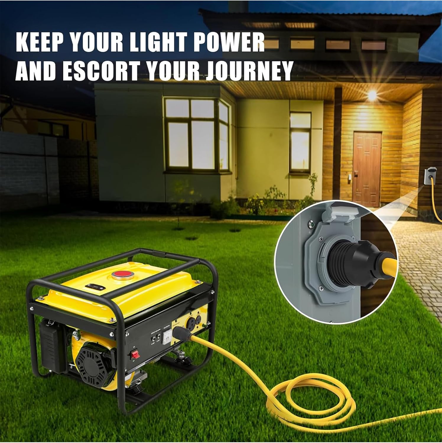 30 Amp Generator Cord and Power Inlet Box (Pre-Drilled) Waterproof Kit, 25 Feet Nema L14 30p Generator Extension Cord with L14-30P to L14-30R Twist Lock Plug for Outdoor Use,125/250 Volts