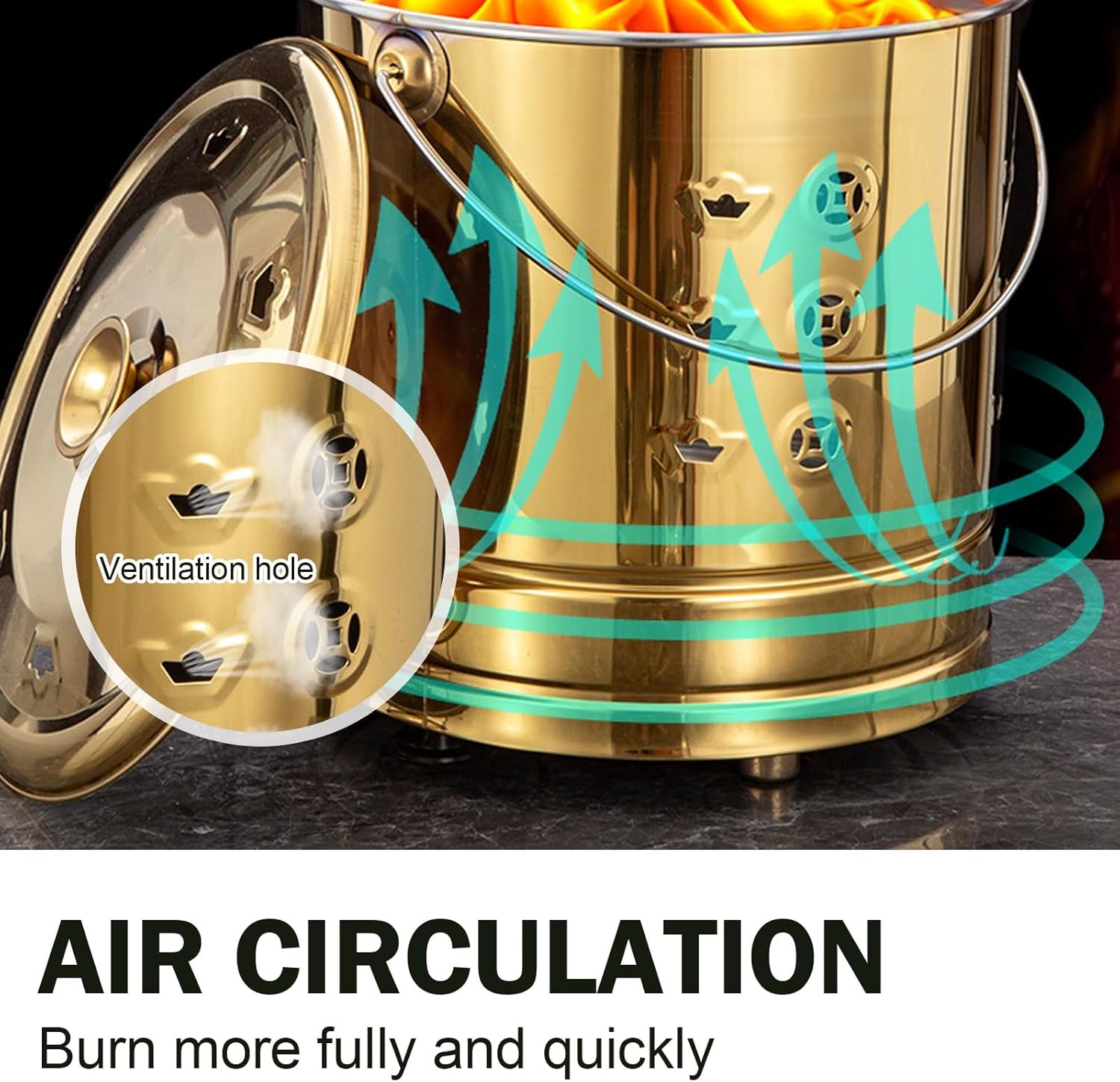 Generic Burn Barrel, Burn Cage, Metal Burn Barrels with Lid and Handle, Fire Barrel for Paper Leaf Trash Wood Backyard Bonfire, 27*27*29cm, Red, FGYBFDDDG-RED-27*27*29CM