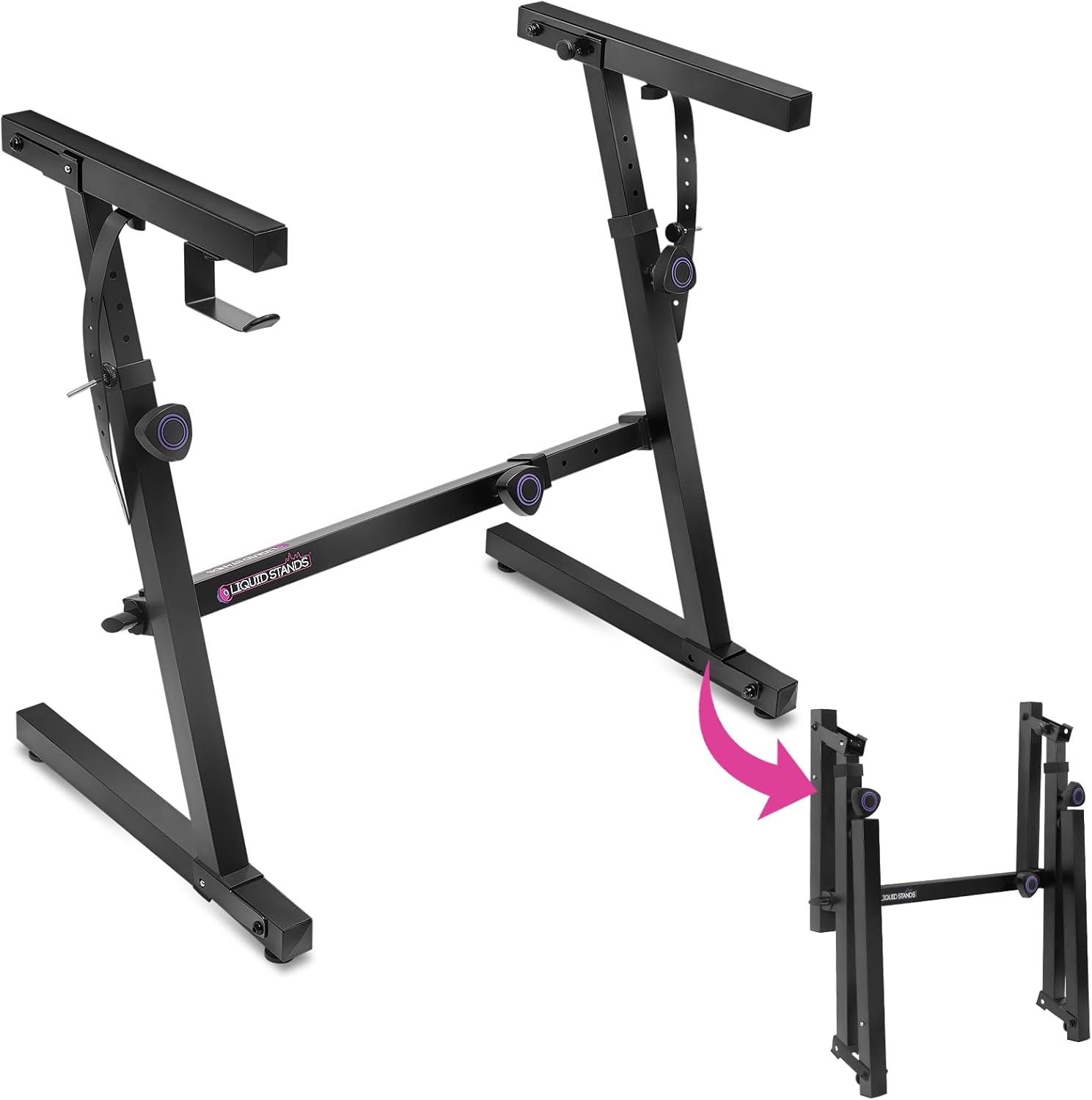 Liquid Stands Piano Keyboard Stand Foldable - 54 61 88 Key Z-Style Sturdy, Adjustable & Professional Electric Digital Piano Stand - Midi Portable heavy duty Keyboard Holder for Kids, Adults, Musicians