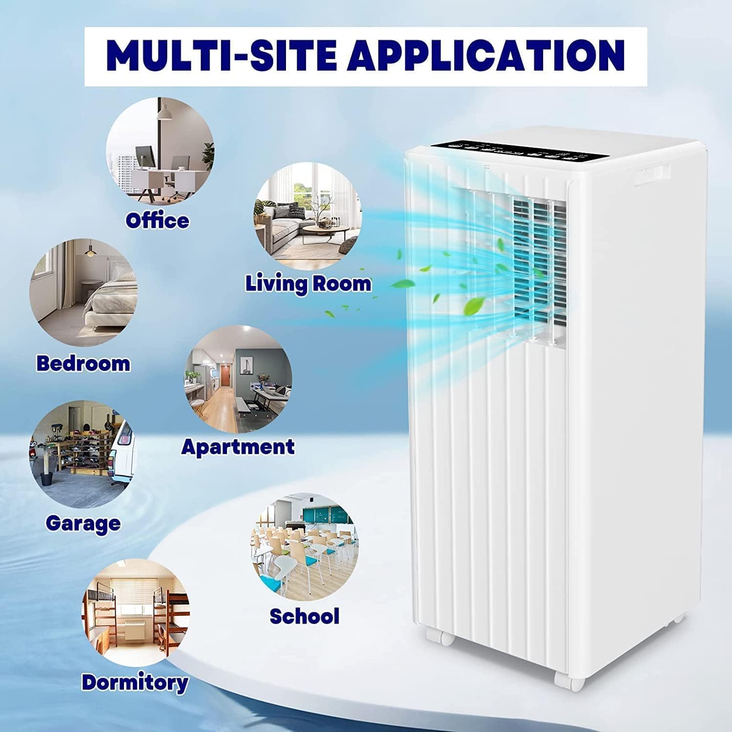 8000Btus Portable Air Conditioner with Cooling, Dehumidifier, Fan 3-IN-1 Indoor AC, 24H Timer, 2 Wind Speeds, Sleep Mode, Portable AC with Remote Control for Home Offices Garage