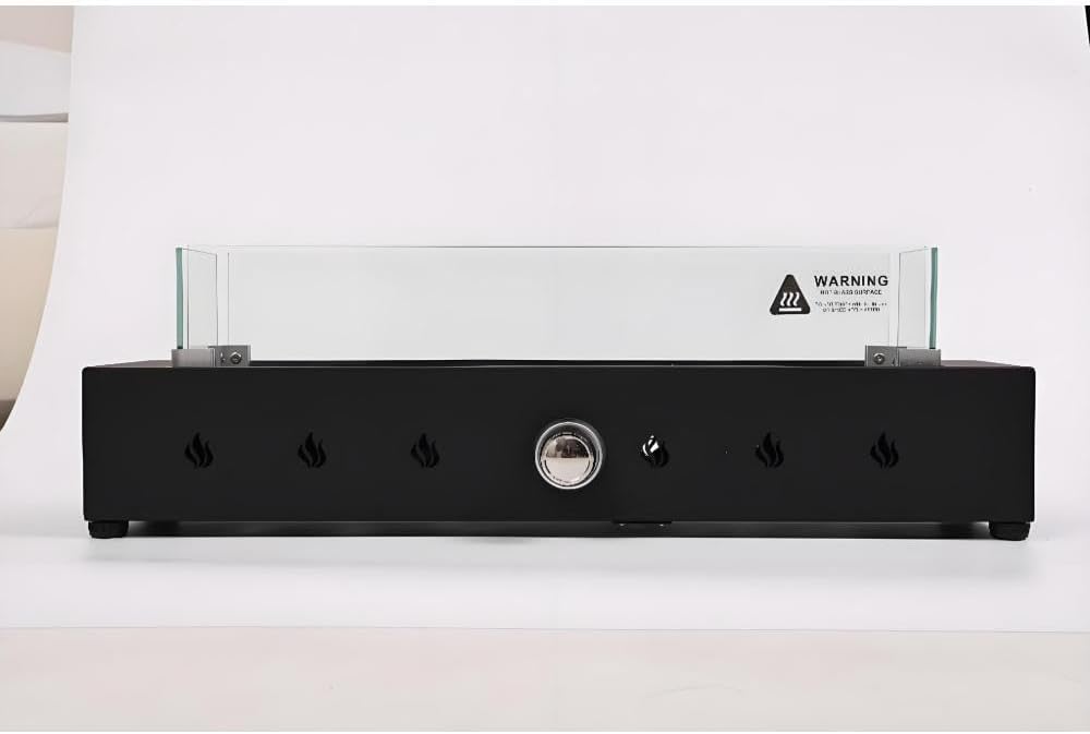 28-Inch Rectangle Propane Fire Pit, 40,000 BTU Outdoor Gas Firepit with Wind-Resistant Design, Durable Iron Construction with Glass Beads Accent