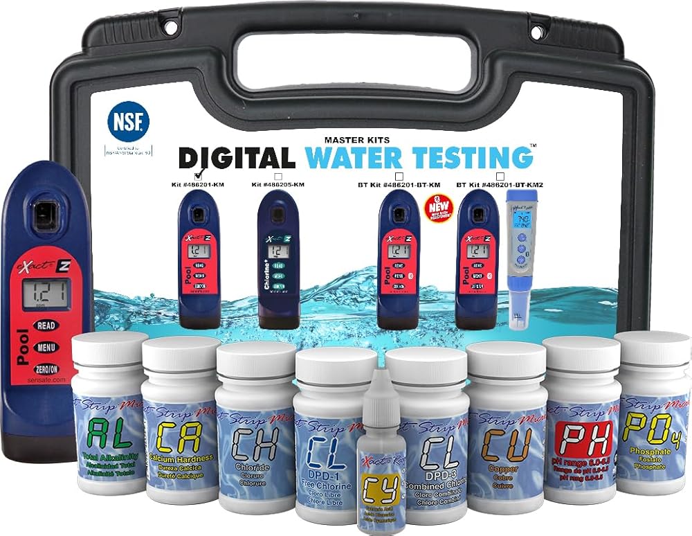 ITS 486201-KM Pool Exact EZ Photometer Master Pool Test Kit | 10 Parameters - F/C/T Chlorine, pH, Alkalinity, Calcium, Cyanuric, Copper, Salt, & Phosphate | 25 Tests All Parameters | NSF Certified