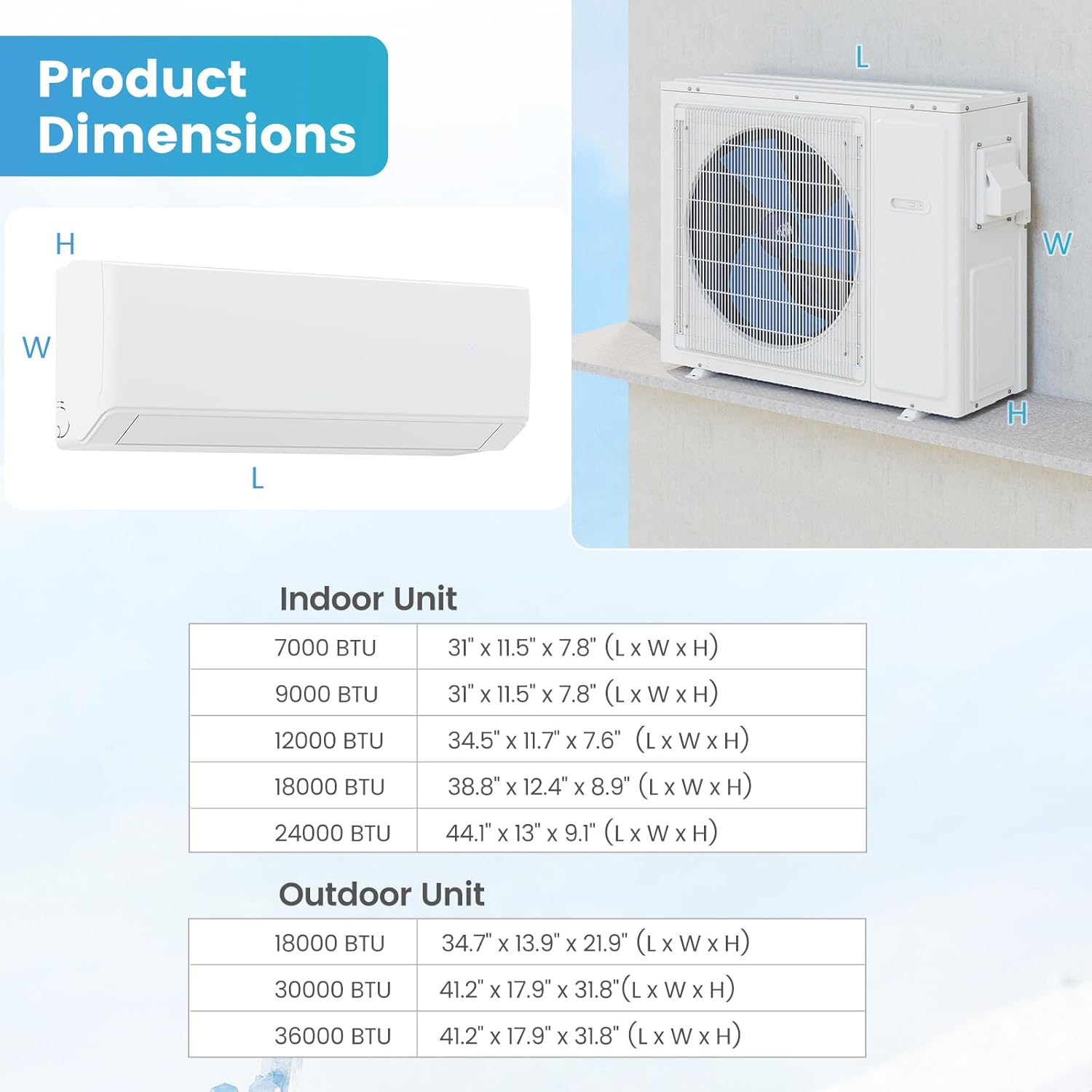 ARLIME Mini Split AC, 2 Zone 30000 BTU Wifi Enabled Air Conditioner & Heater, 23 SEER2, Energy Star, R32 Refrigerant, Inverter Wall AC Unit with Installation Kit, 208-230V (Dual Zone 7K+ 9K)