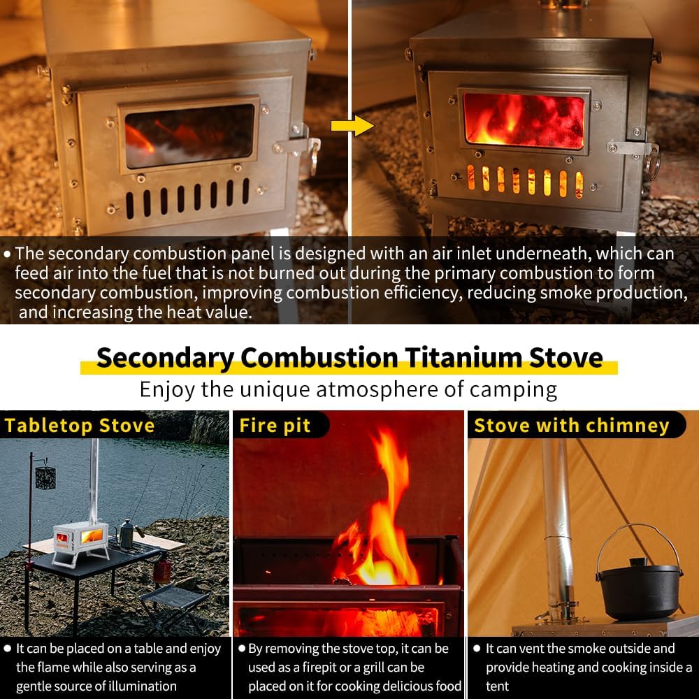 Outdoor Fireplaces Titanium Stove Foldable Lightweight Durable Portable Folding Wood Burning Outdoor Fire Pits