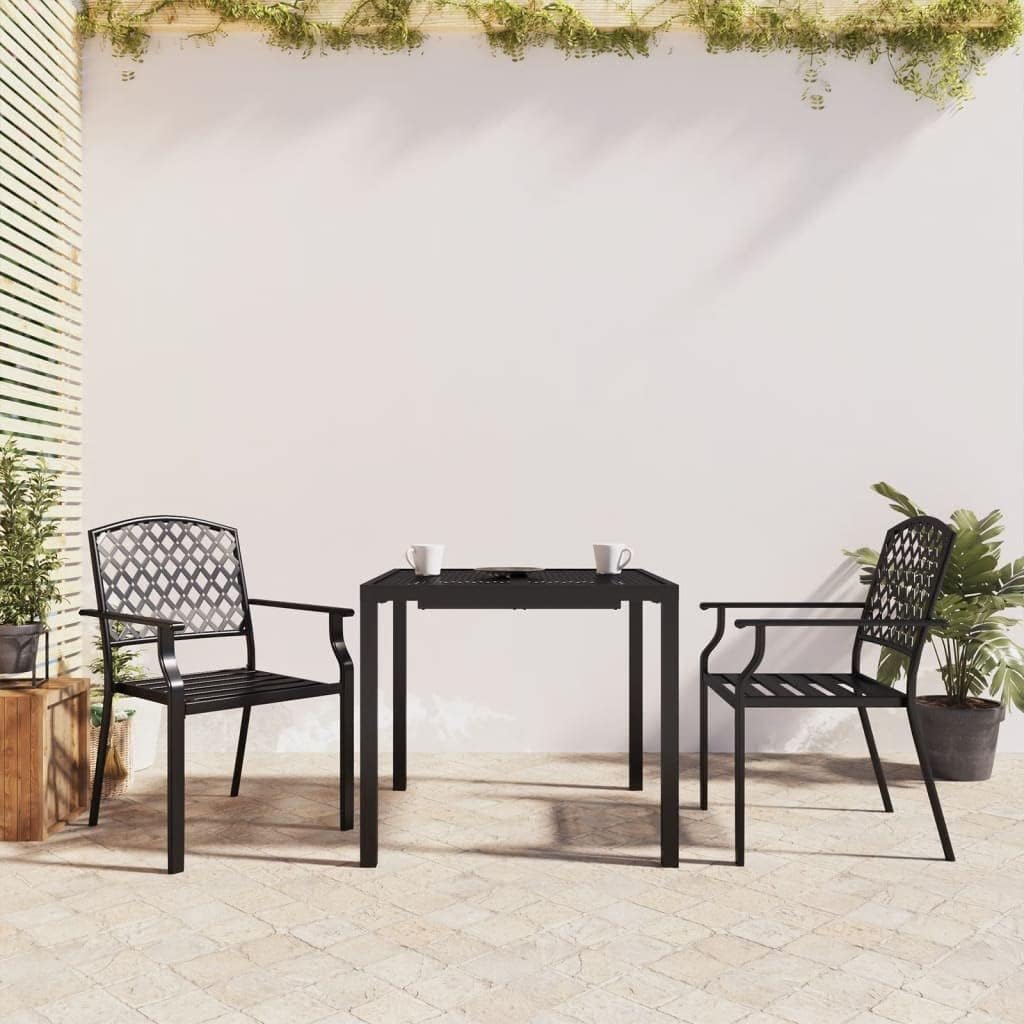 3 Piece Patio Dining Set Anthracite Steel,Contemporary Mesh Patio Dining Set Stackable and Durable for Garden or Balcony Furniture Sets for Patio, Lawn & Garden