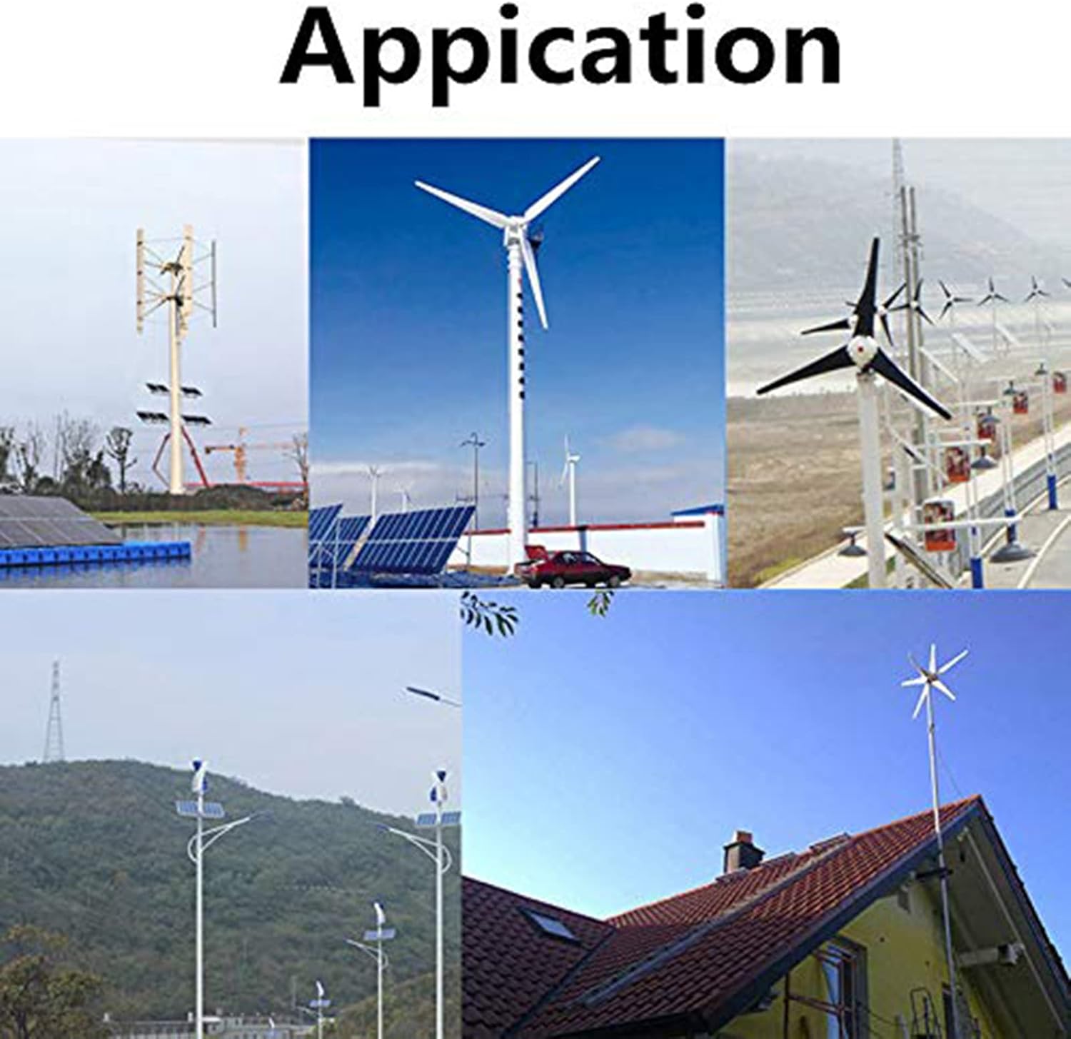 6000W Horizontal Wind Turbine Generator, 2.5M/S Start Wind Speed 24V 48V Windmill with MPPT Charger Controller System Homeuse