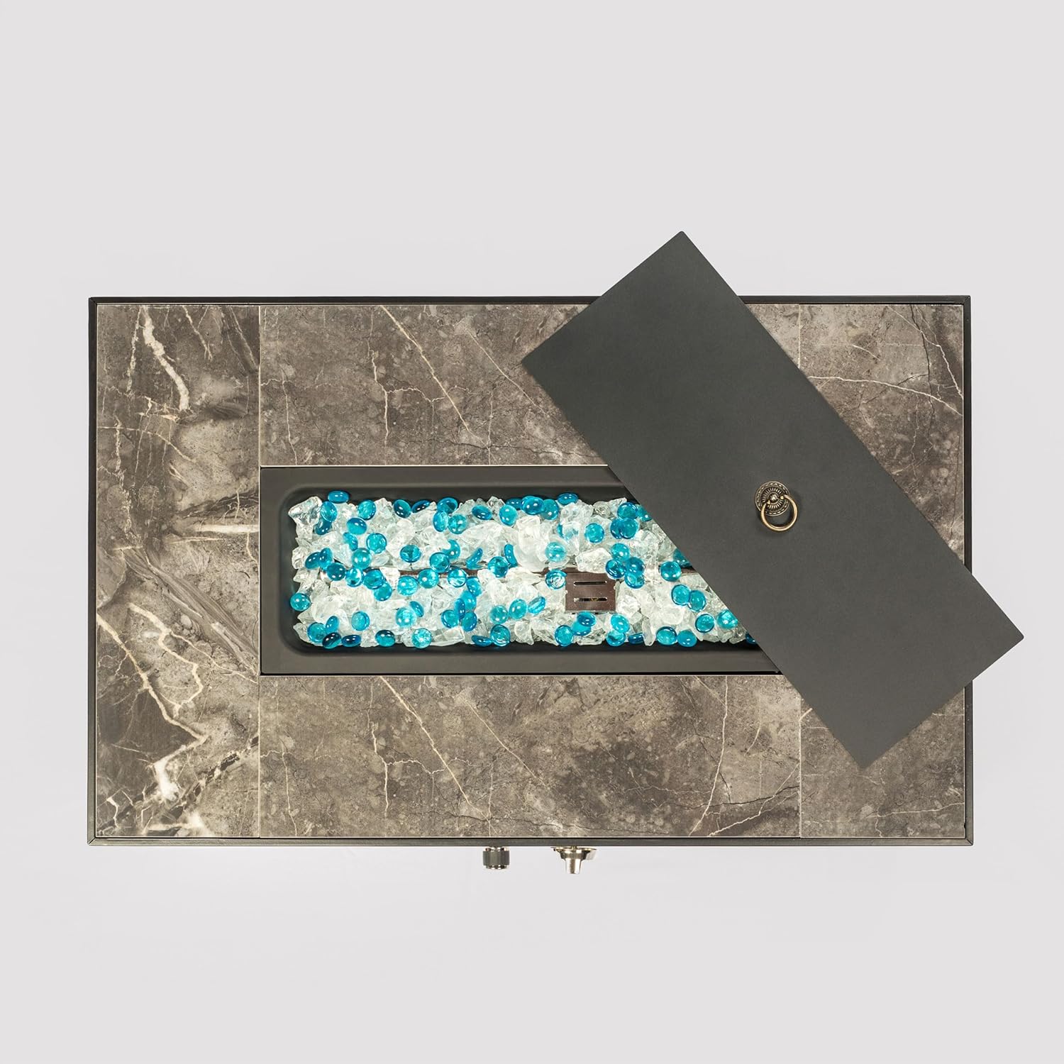 32 inch Outdoor fire Table Propane fire Pit Rattan Gas fire Table, Gas fire Table with Tiled Tabletop Indoor Furniture and appliances for Winter Heating