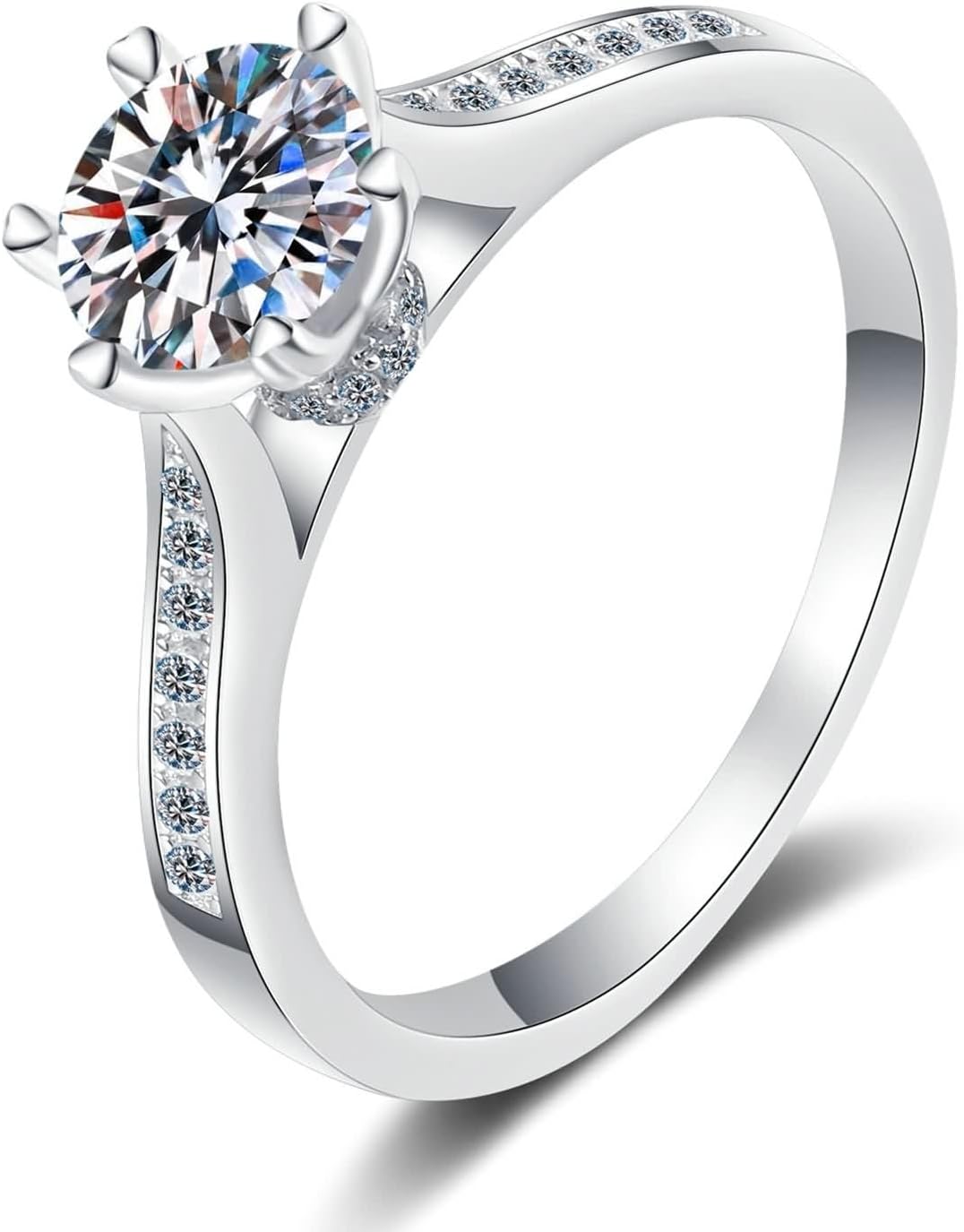 Lab Grown Diamond Wedding Band, Fashion Rings for Women 14K/18K White Gold White Stone Silver Trendy Jewelry for Wife Size 4-10