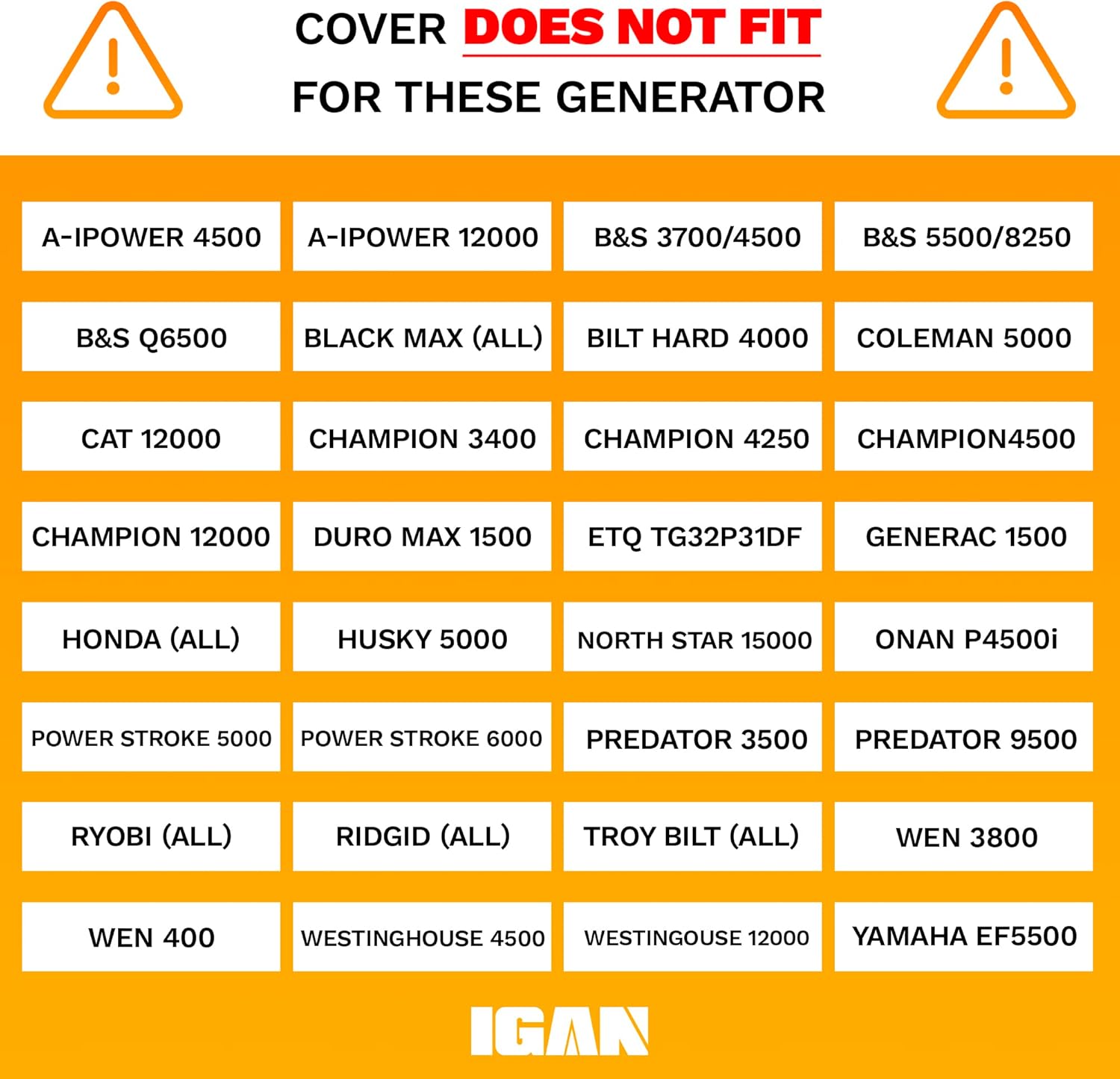 IGAN Generator Covers While Running for most 3500w-12000w Generators - Ultra Heavy Duty Generator Covers for Outside - Portable Waterproof Generator Cover, Generator Enclosure Outdoor, Black