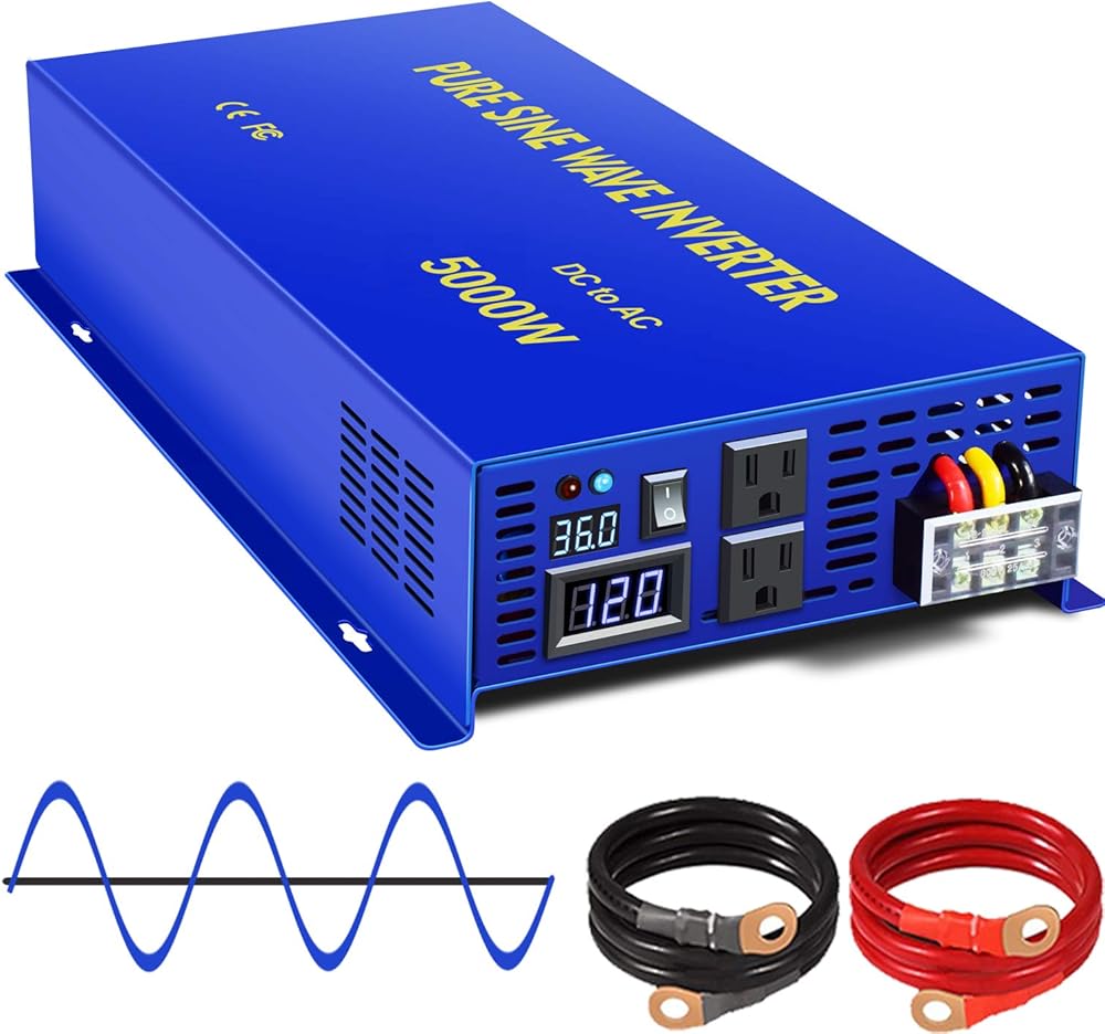 5000 Watt Pure Sine Wave Inverter 36V DC to AC 120V, 5000W Power Invert Surge 10000W Power Converter for Solar System. (5000W 36V)
