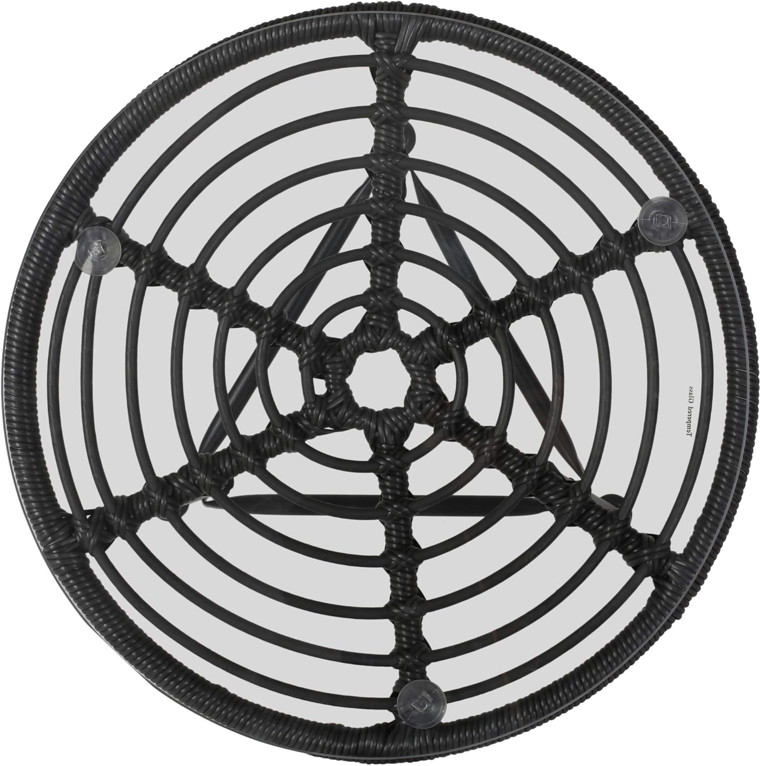 Great Deal Furniture Noble House Orlando Outdoor Glass Top Faux Rattan Side Table in Gray