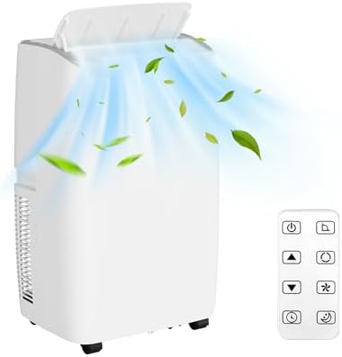GarveeHome 14,000 BTU Portable Air Conditioner, Portable AC Unit with Remote Control for Rooms up to 700 Sq.Ft, 3 in-1 Air Conditioner with Fan & Dehumidifier Mode, Energy Saving Sleep Mode