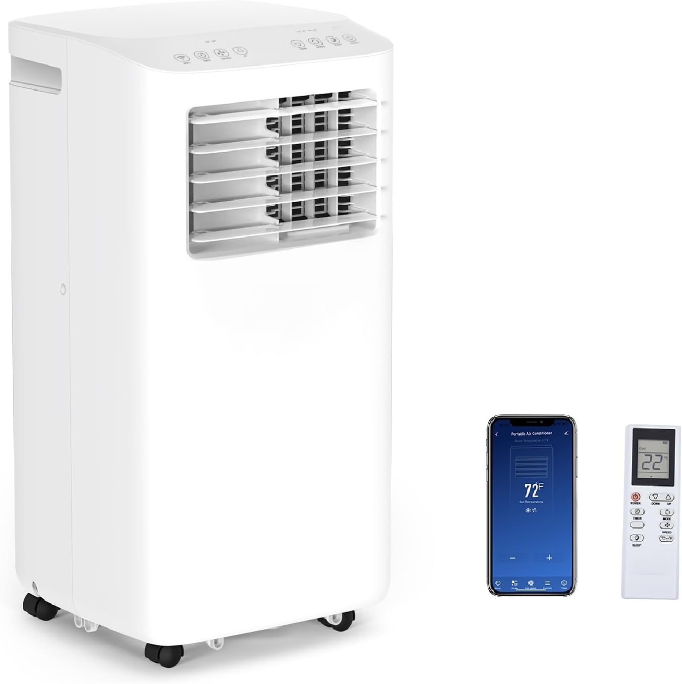 Bonnlo Smart 10,000 BTU Portable Air Conditioner with Remote & APP Function, 3-in-1 Coolor, Dehumidifier, Fan for Rooms up to 400 Sq.Ft., Floor AC Unit with Timer, Rolling Wheels & Installation Kit